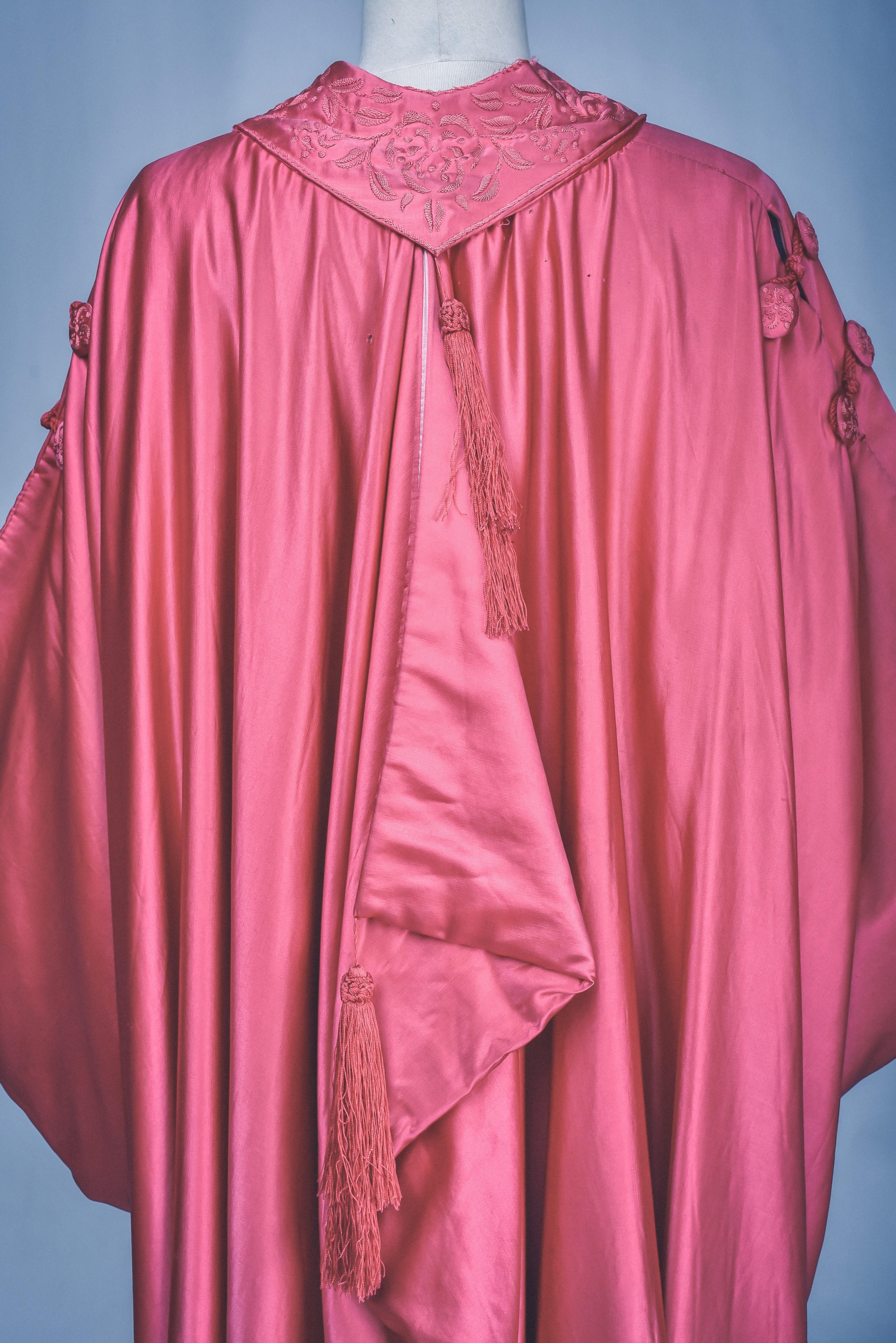 Fuschia Satin Evening Burnous By Liberty of London (Attributed to) Circa 1920 For Sale 3