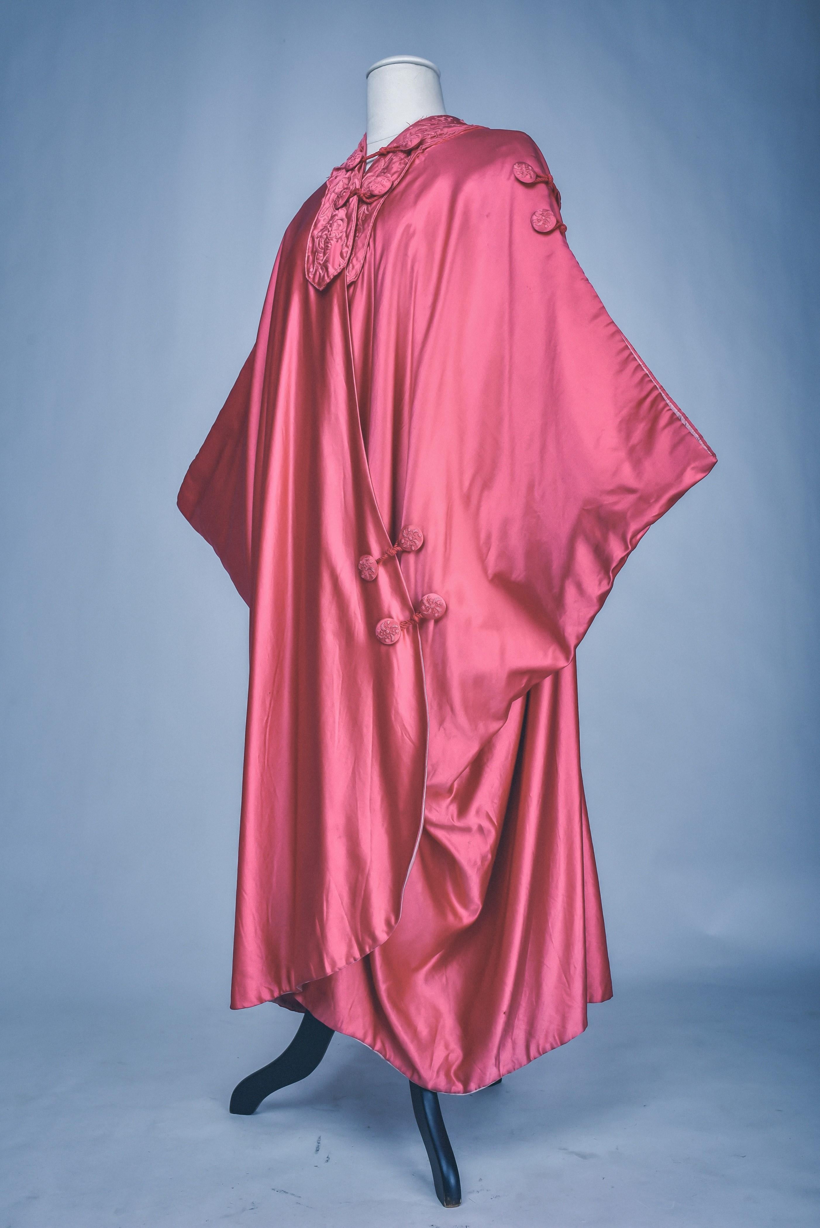 Women's or Men's Fuschia Satin Evening Burnous By Liberty of London (Attributed to) Circa 1920 For Sale