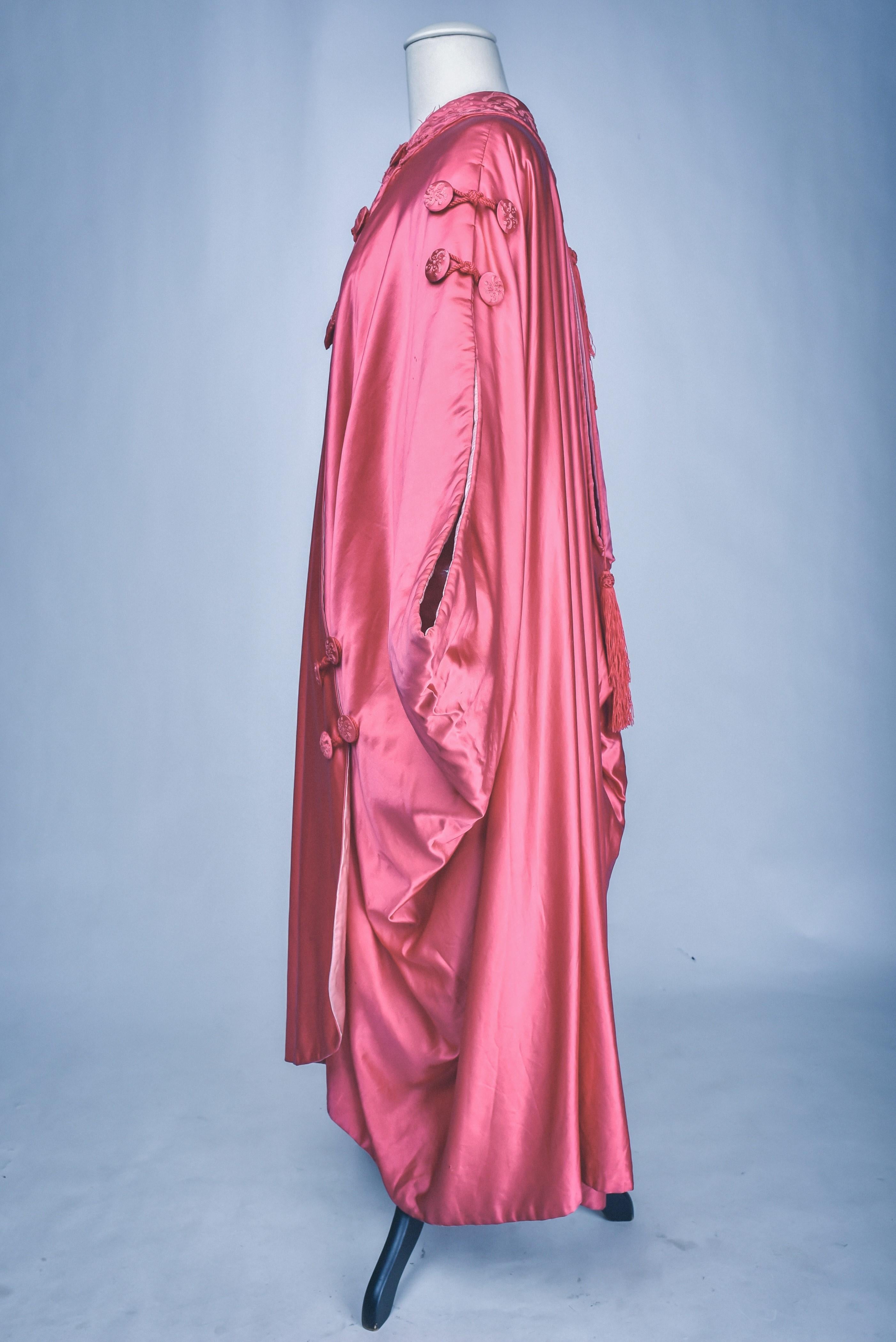 Fuschia Satin Evening Burnous By Liberty of London (Attributed to) Circa 1920 For Sale 1