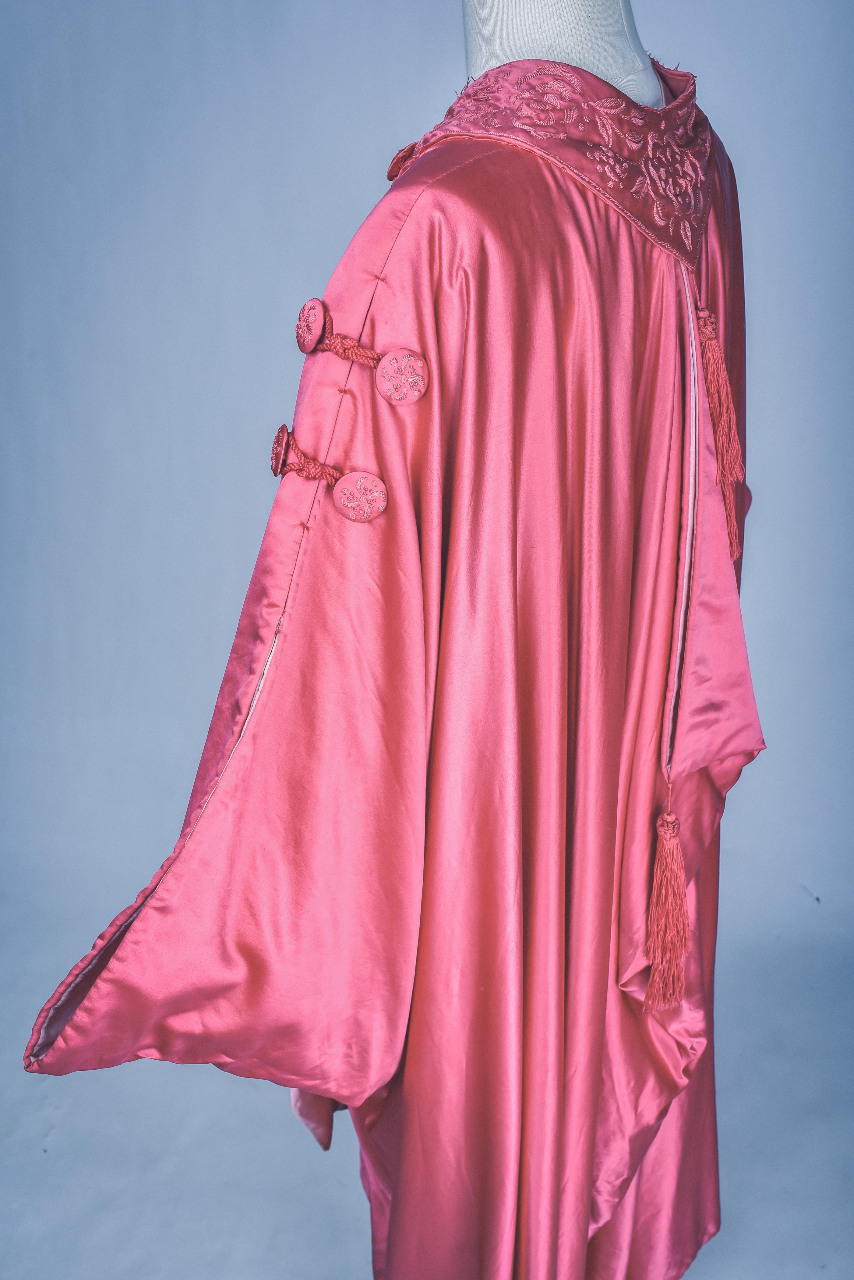 Fuschia Satin Evening Burnous By Liberty of London (Attributed to) Circa 1920 For Sale 2