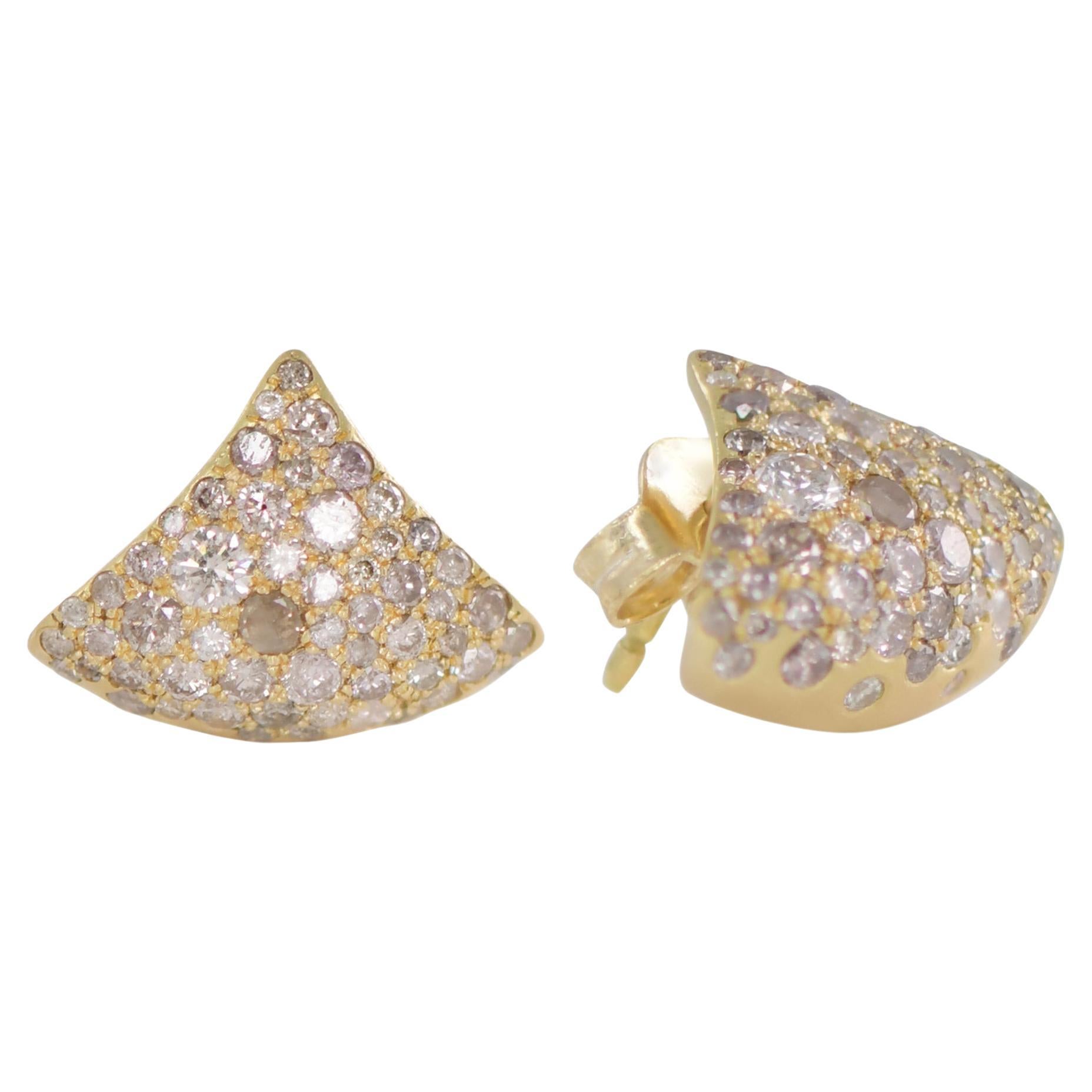 Fuse 'Blast' Hug 18k Gold Earrings with Diamonds For Sale