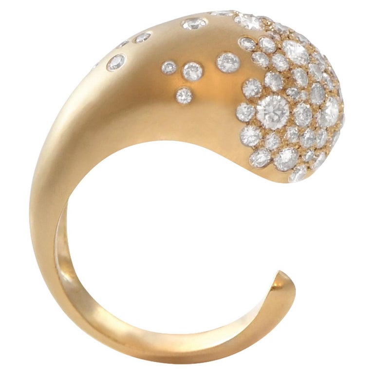 Customizable Fuse Glamour 18K Gold Pinky Ring with Champagne Diamond