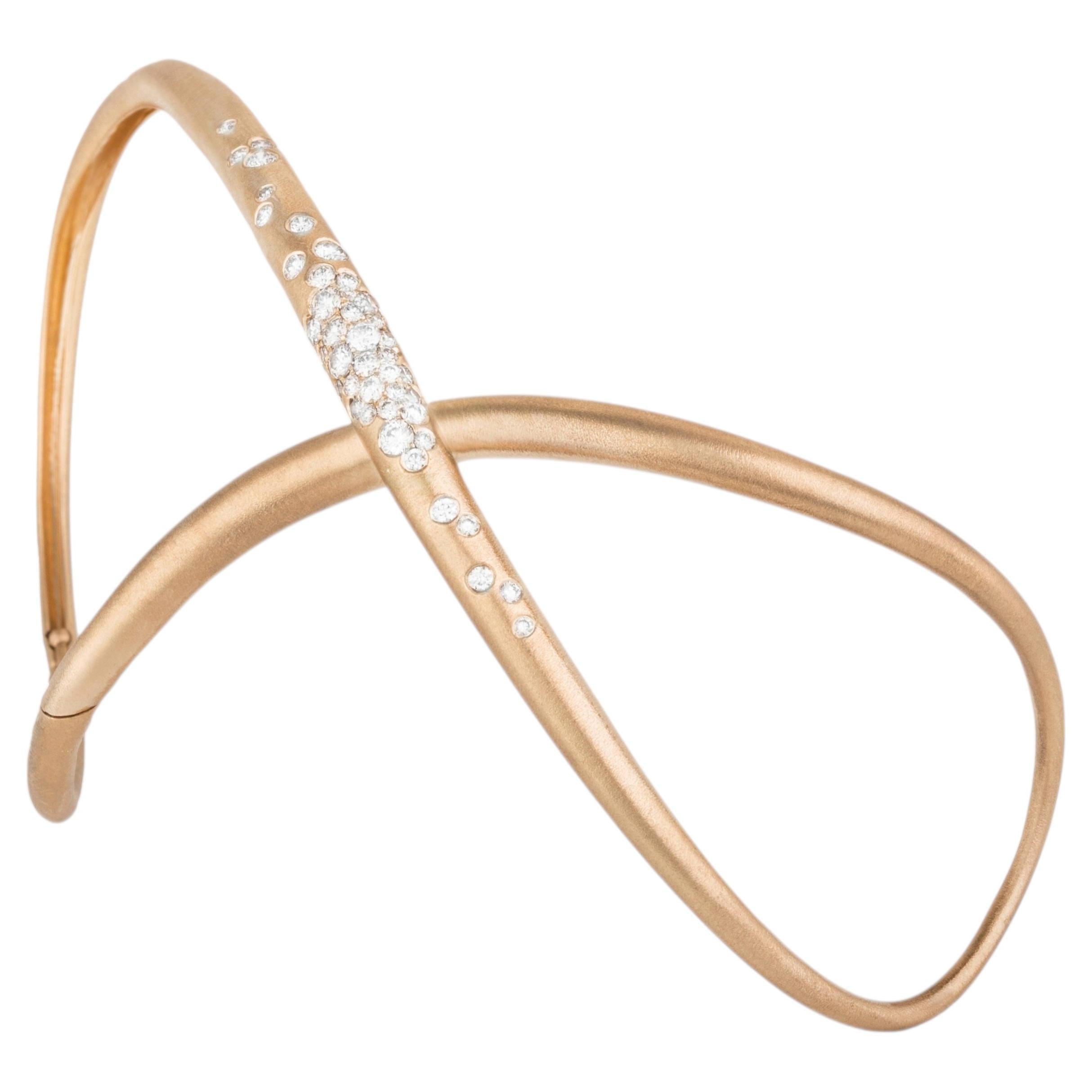 Fuse Glamour Cuff Bracelet in 18k Gold with Diamonds by Nada Ghazal Fine Jewelry
