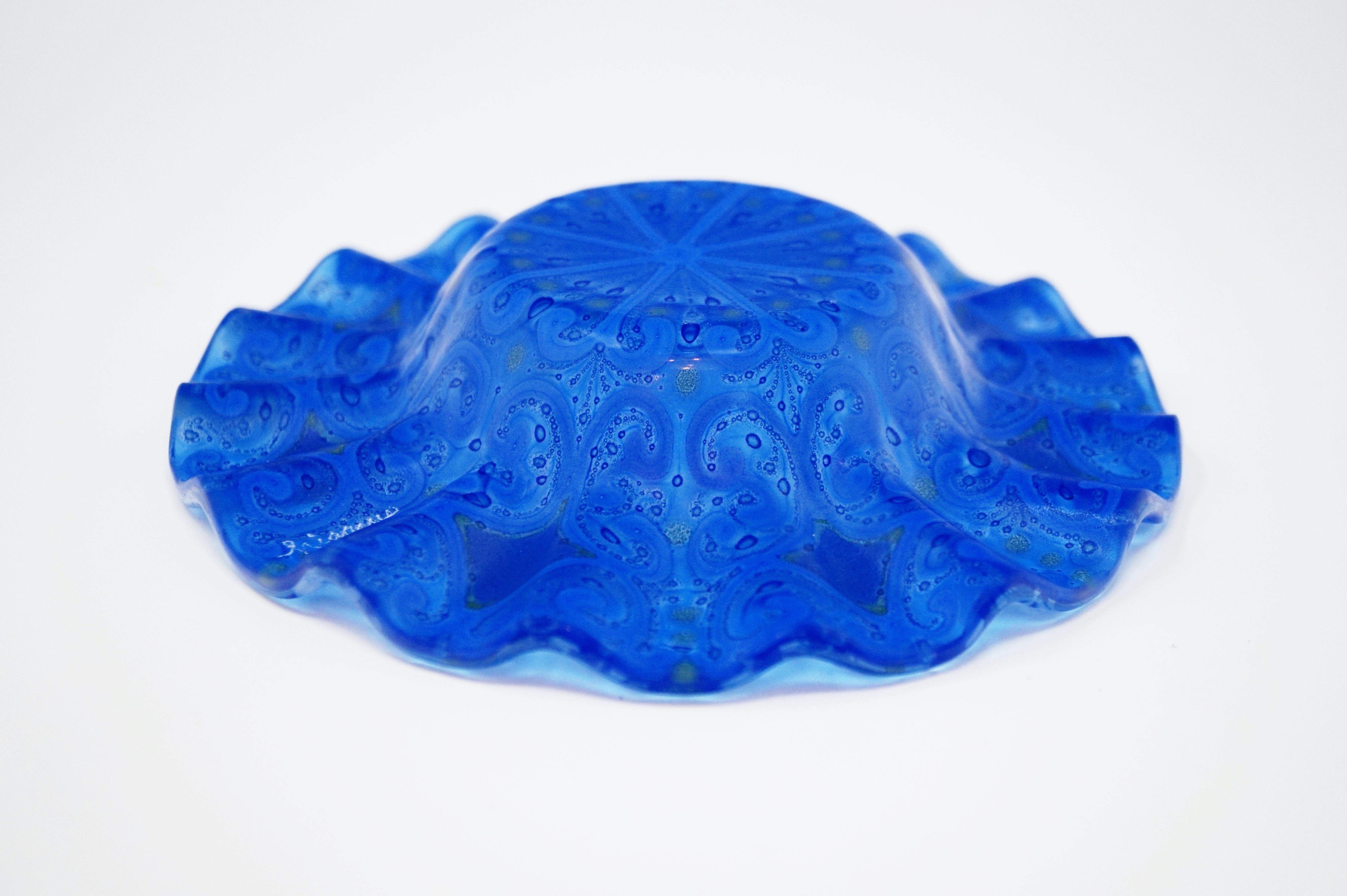 Mid-20th Century Fused Art Glass Decorative Bowl or Ashtray by Higgins, Signed, circa 1950s