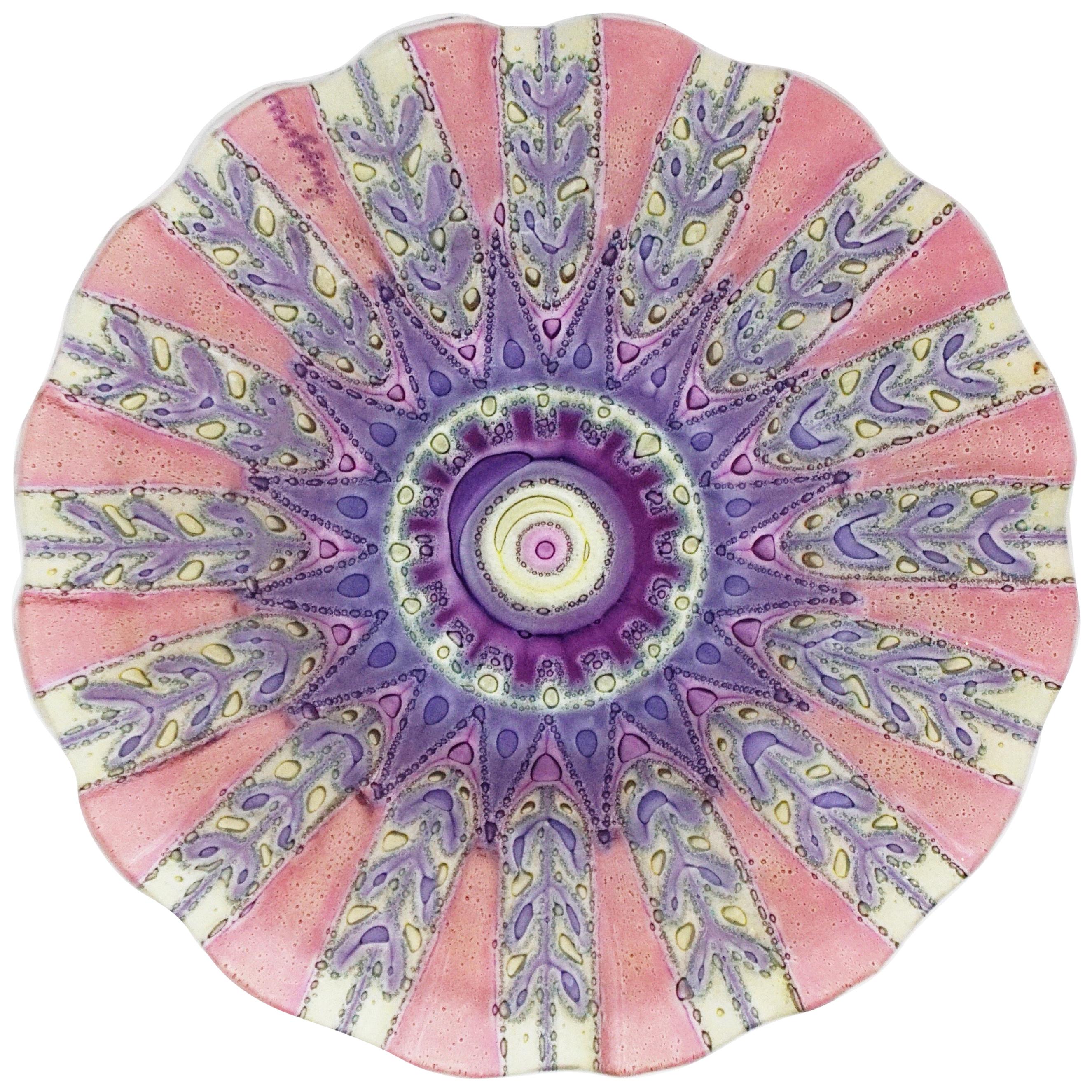 Fused Art Glass Decorative Bowl or Ashtray by Higgins, Signed, circa 1950s