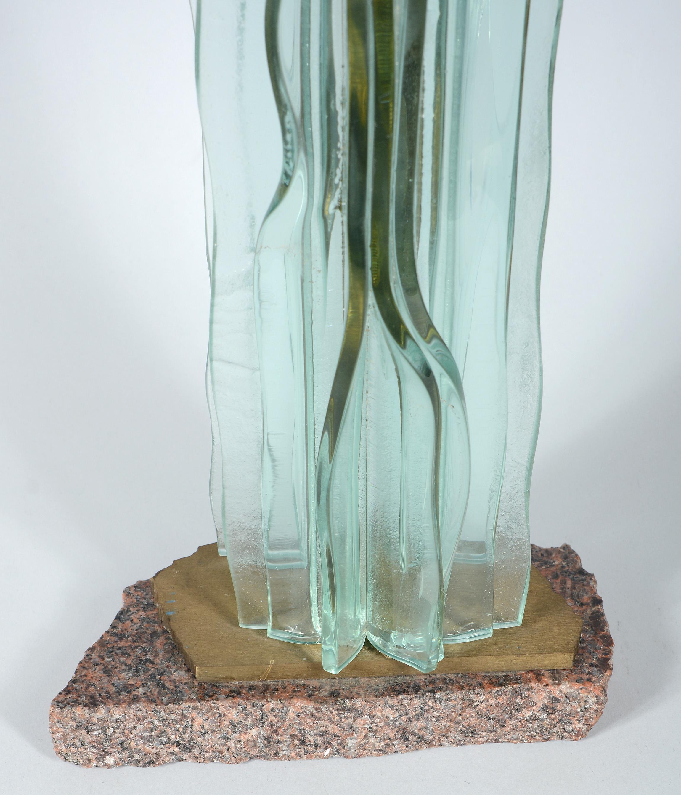 Late 20th Century Fused Glass and Bronze Sculpture by Nancy Mee