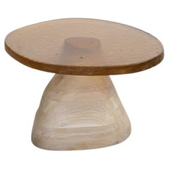 Fused Glass Side Table - White Oak and Color Glass