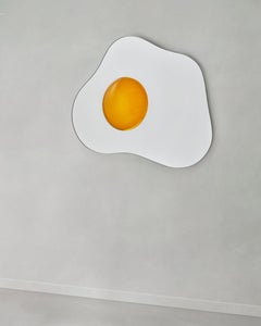 Fused glass 'Sunny Side Up' three-dimensional Mirror by Paul Ketz