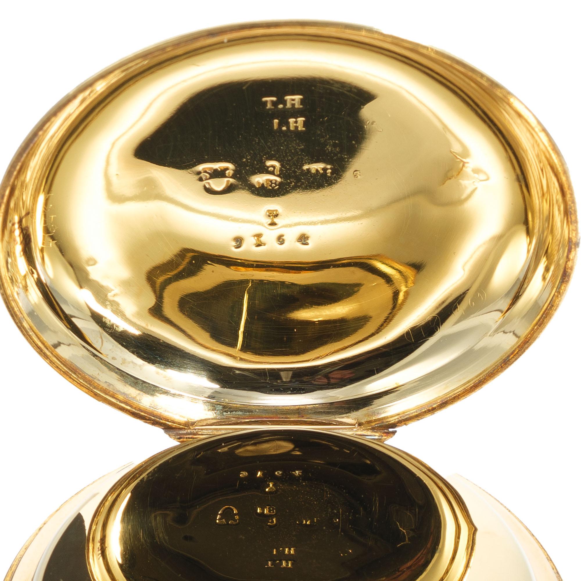 Fusee Taschenuhr mit Kettenantrieb 1800er John Moncas 18k Dreifarbiges Gold Zifferblatt im Angebot 1