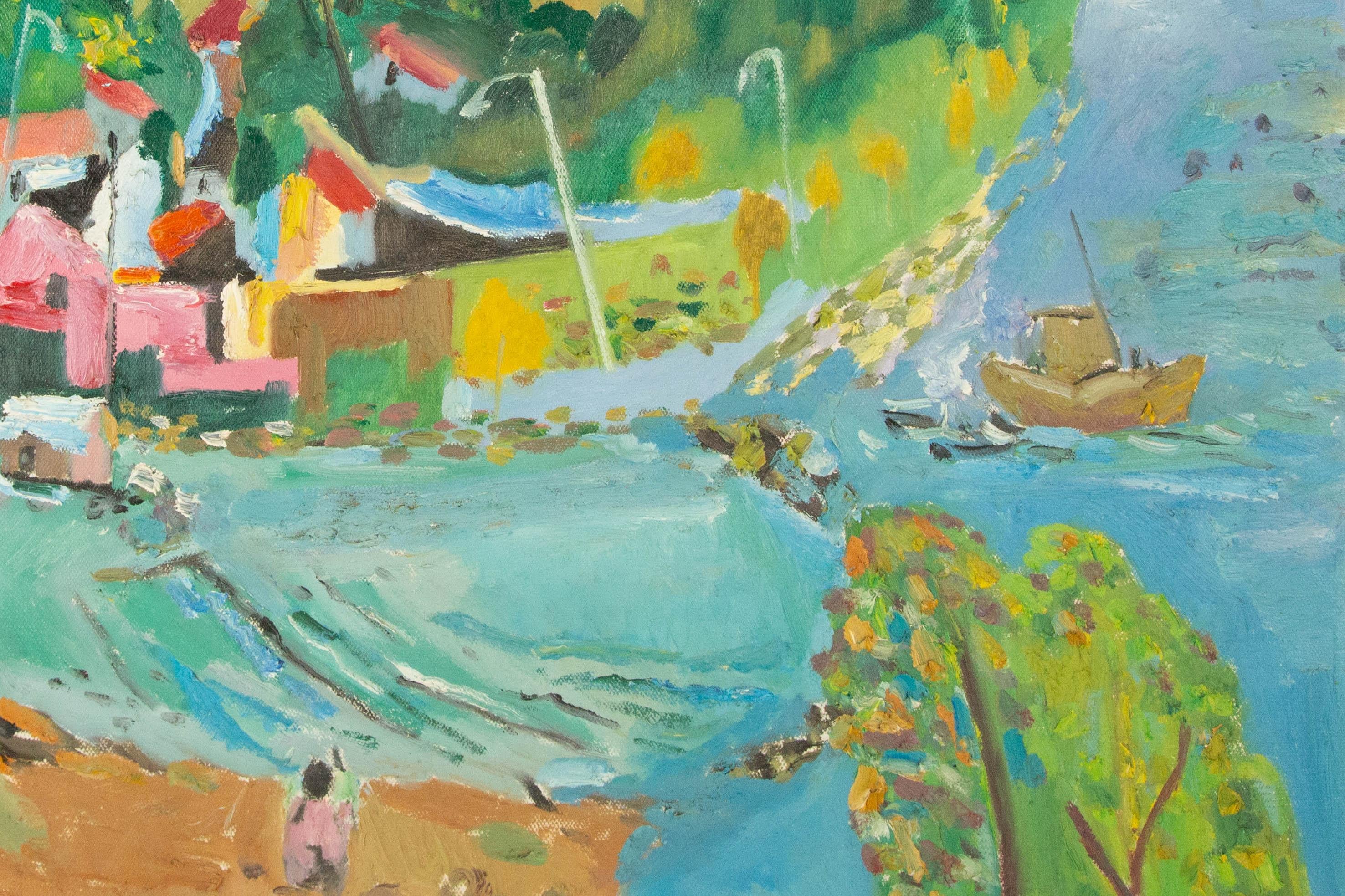 Fusen Yao, olio originale post-impressionista su tela 
