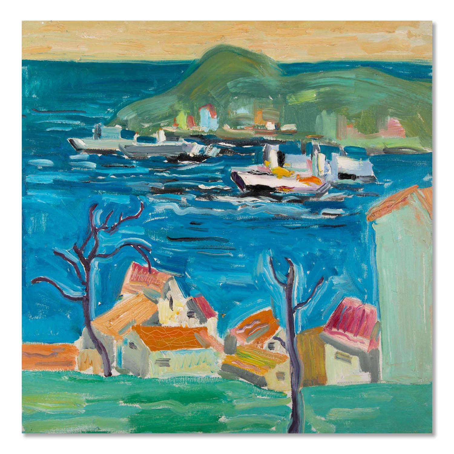 Fusen Yao Post-Impressionist Original Oil Painting "Coastal Delight"