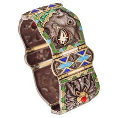 FUSET & GRAU 1930 Barcelona Noucentisme Enameled Bracelet In Sterling & Gold