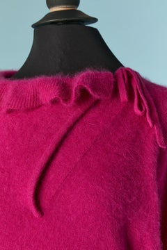 Fushia angora and wool sweater with bow on the side Yves Saint Laurent Tricot