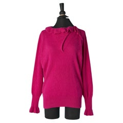 Fushia angora and wool sweater with bow on the side Yves Saint Laurent Tricot