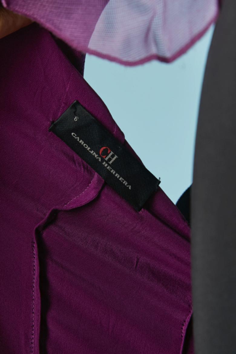 Asymmetrisches Abendkleid aus Seide in Fushia mit Rüschen CAROLINA HERRERA Damen im Angebot