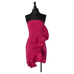 Abito da cocktail bustier color fucsia con volant ALEXANDRE Vauthier