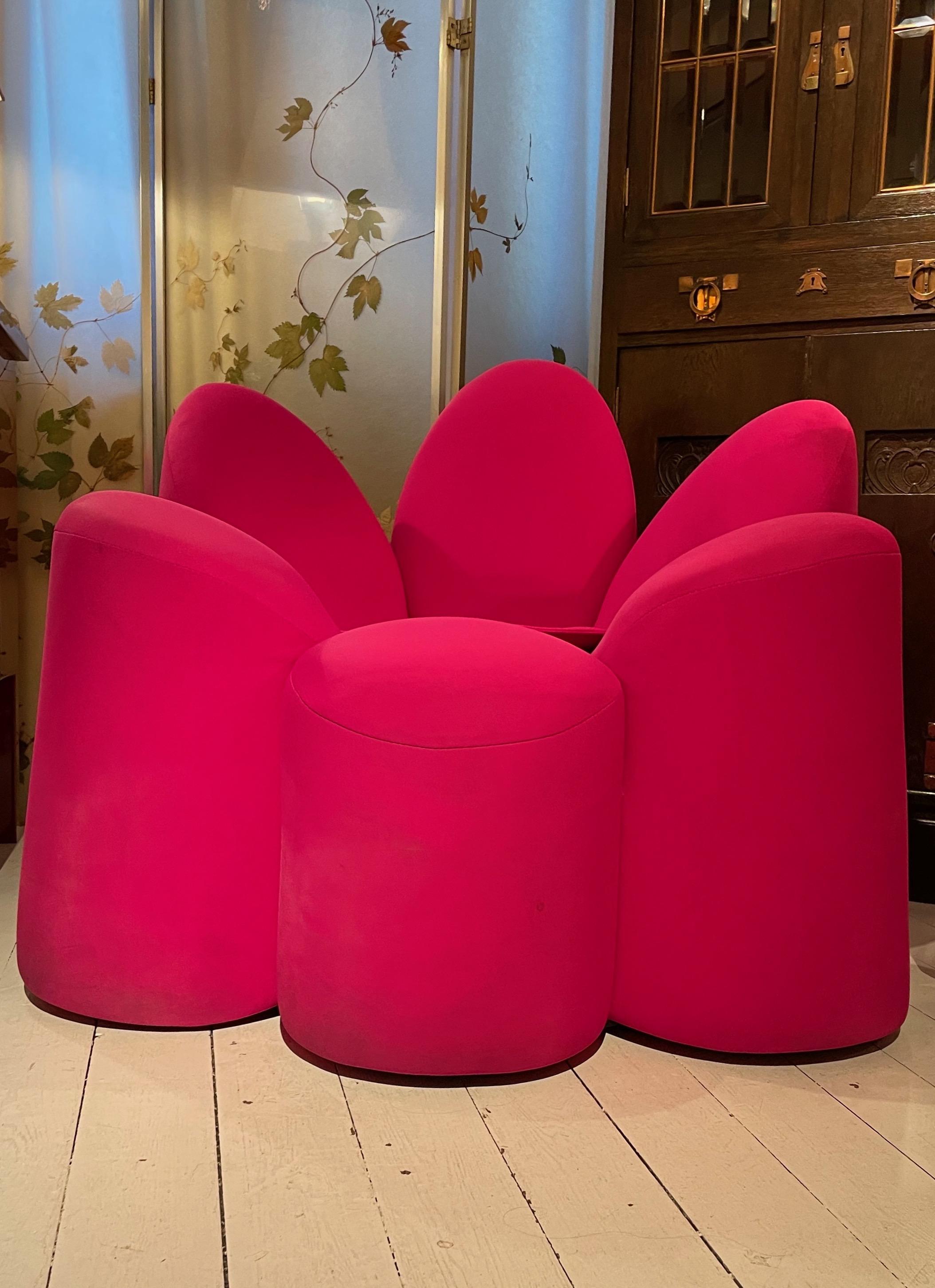 Mid-Century Modern Fushia Corolla Mayflower Seat by Roche Bobois, France  For Sale