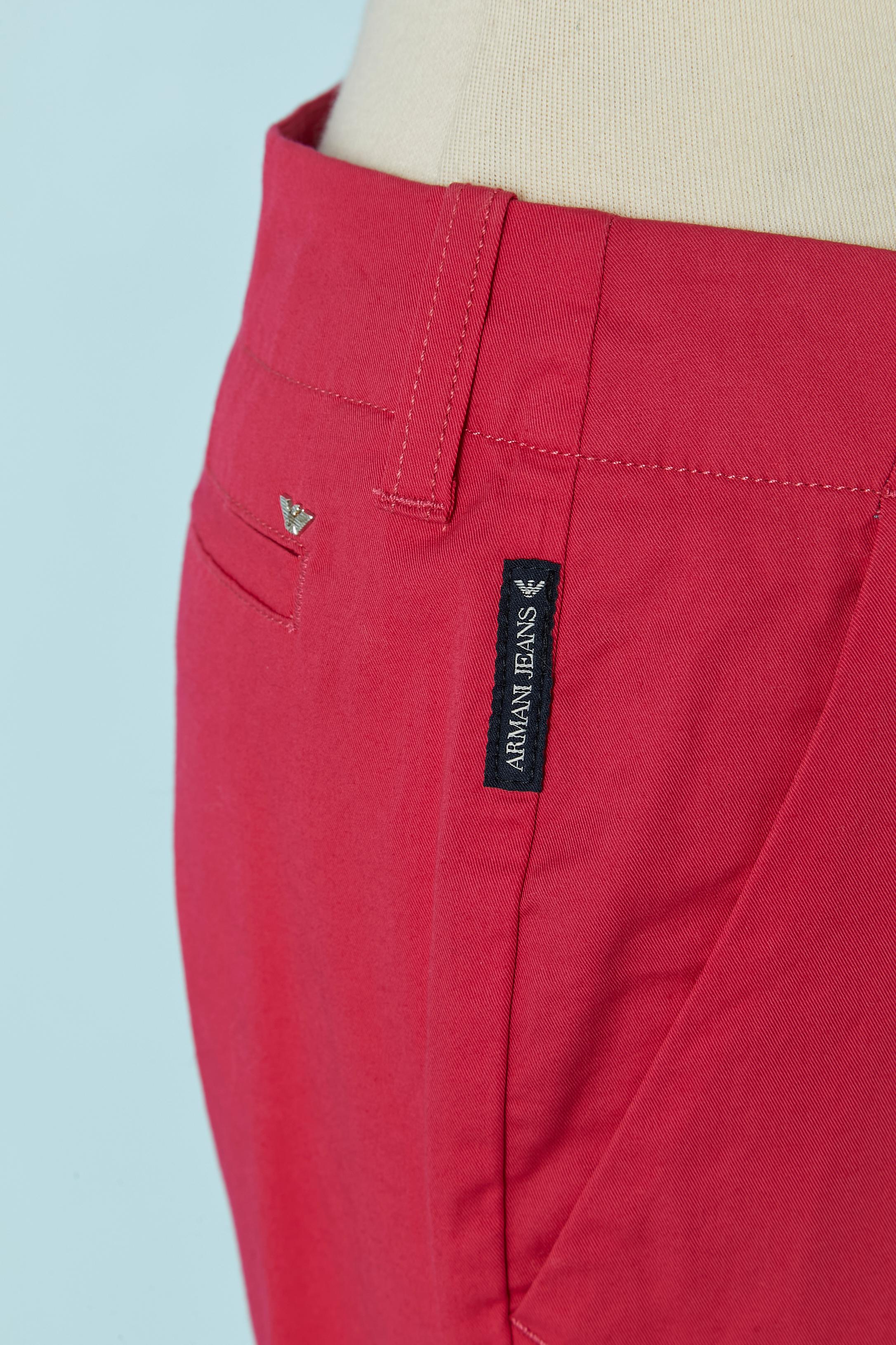 Rosso Pantalone in cotone fushia ARMANI JEANS NUOVO con etichetta in vendita