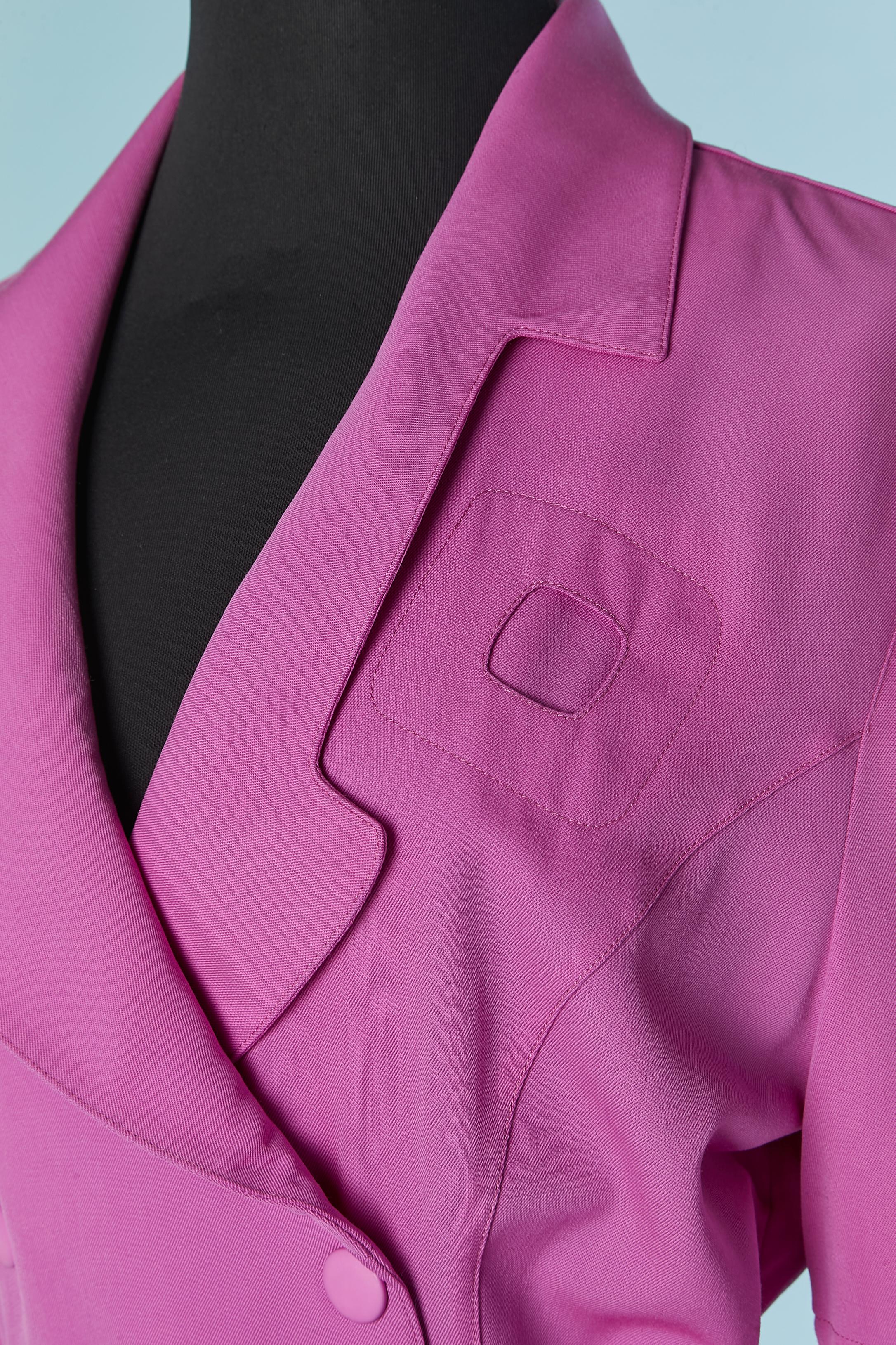 Purple Fushia double breasted dress with belt MUGLER par THIERRY MUGLER For Sale