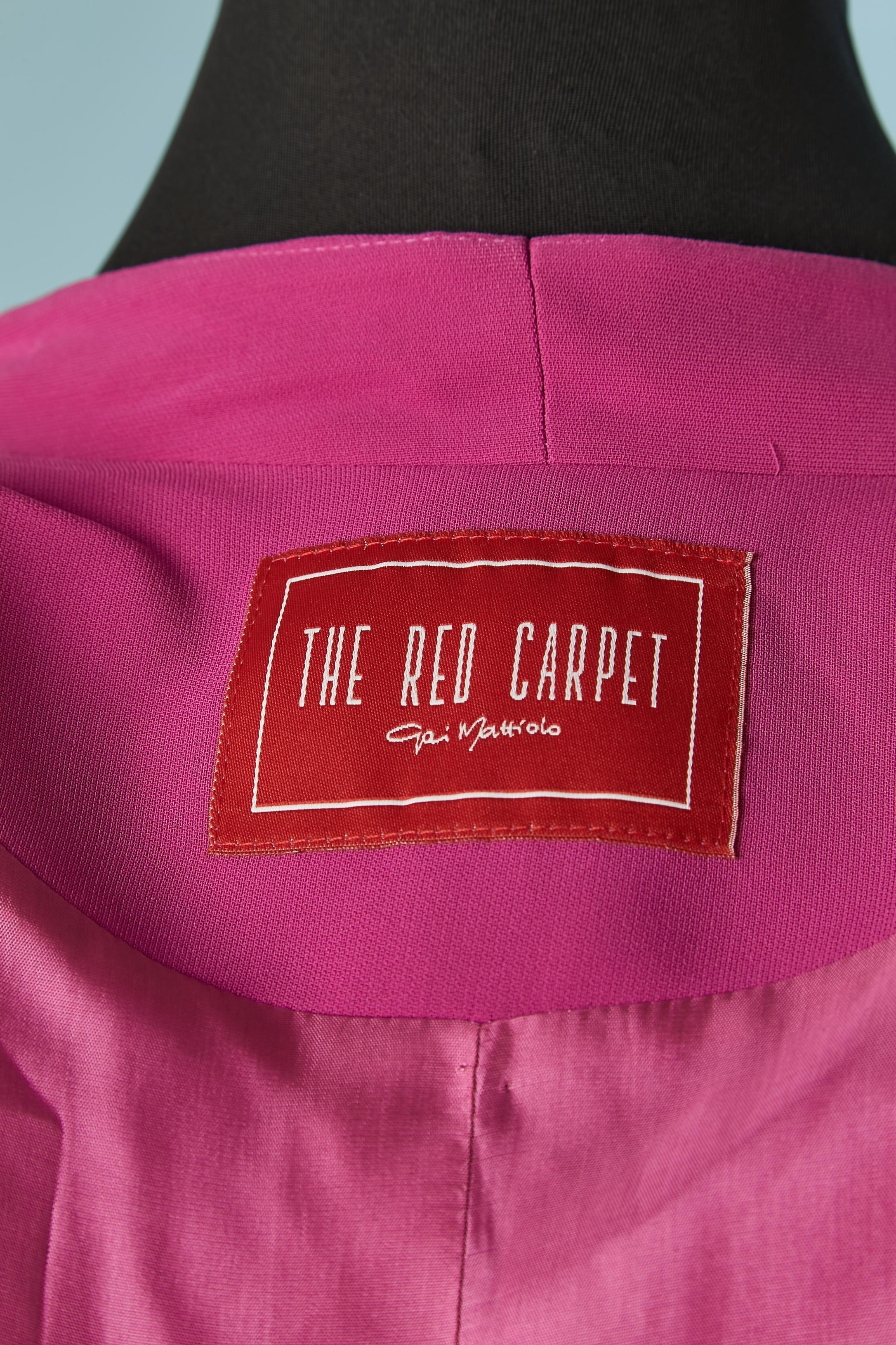 Fushia jacket with rhinestone and dress ensemble Gai Mattiolo The Red Carpet  For Sale 2