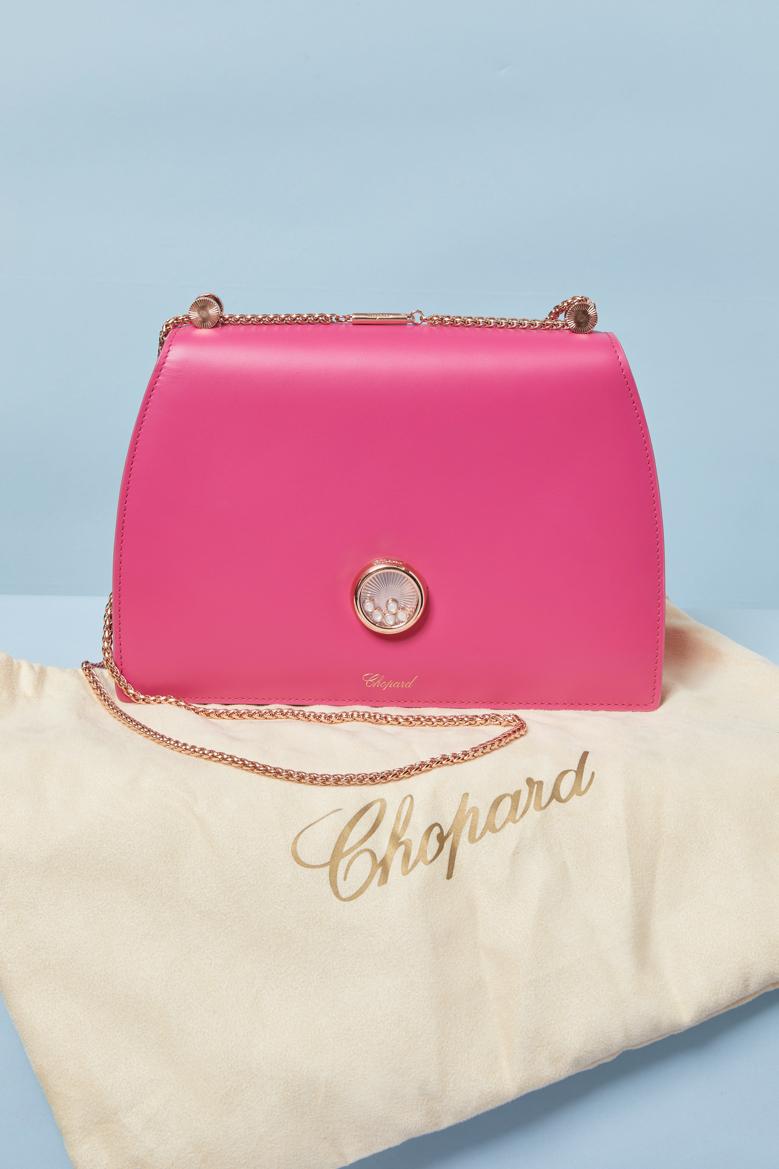 Fushia Ledertasche mit goldener Metallkette CHOPARD (2022) im Angebot 2