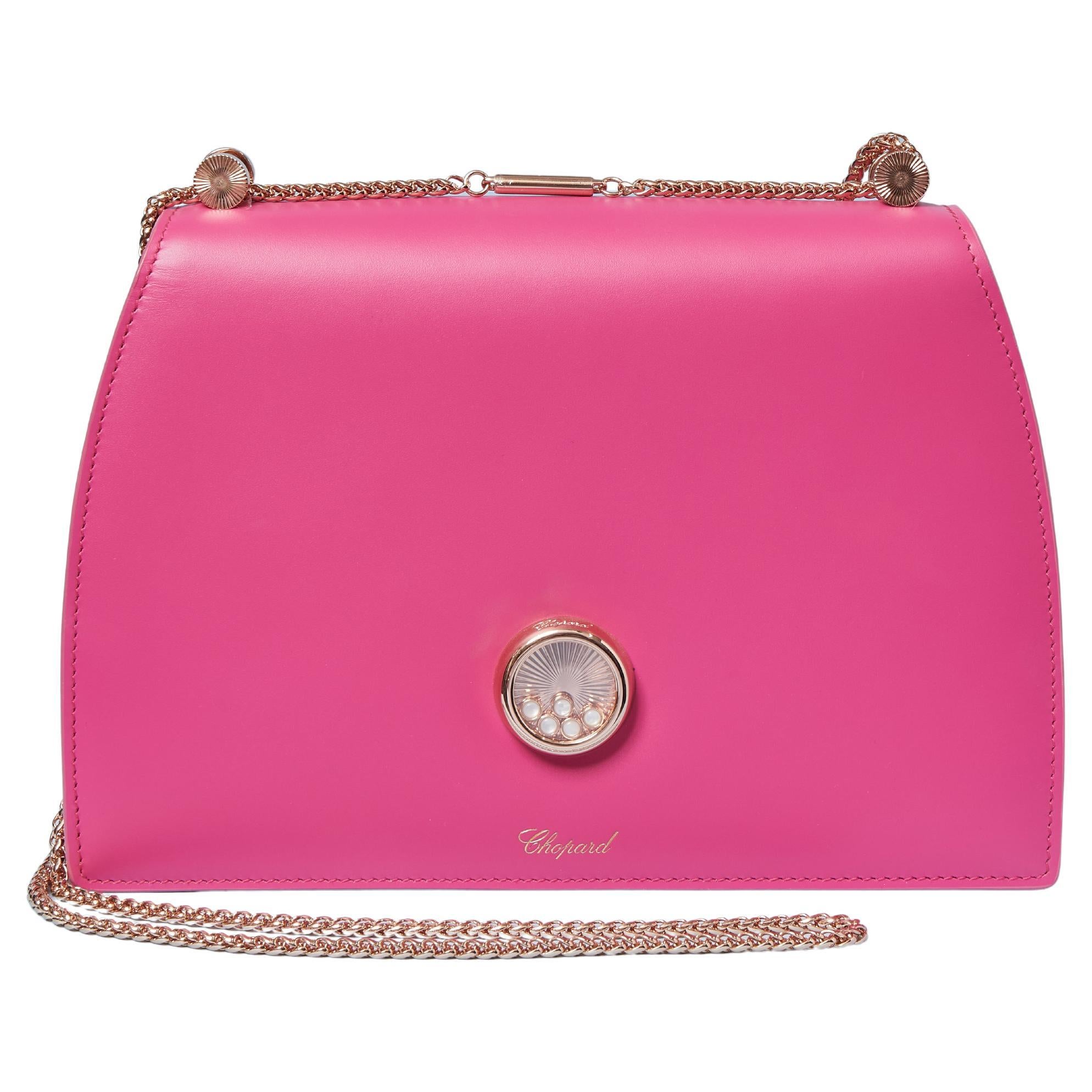 Fushia leather bag with gold metal chain CHOPARD (2022)