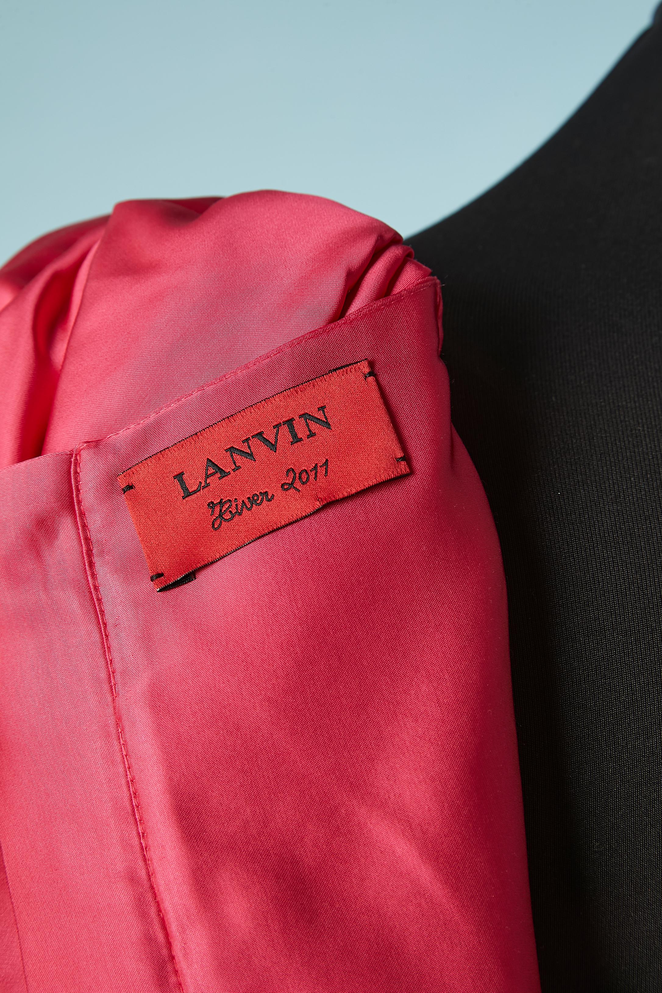 Fushia rayon cocktail dress  drape on the shoulders and belt Lanvin by A .Elbaz  For Sale 1