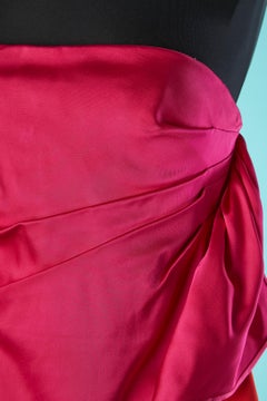 Fushia satin bustier cocktail dress with ruffles on one side Stella Mc Cartney