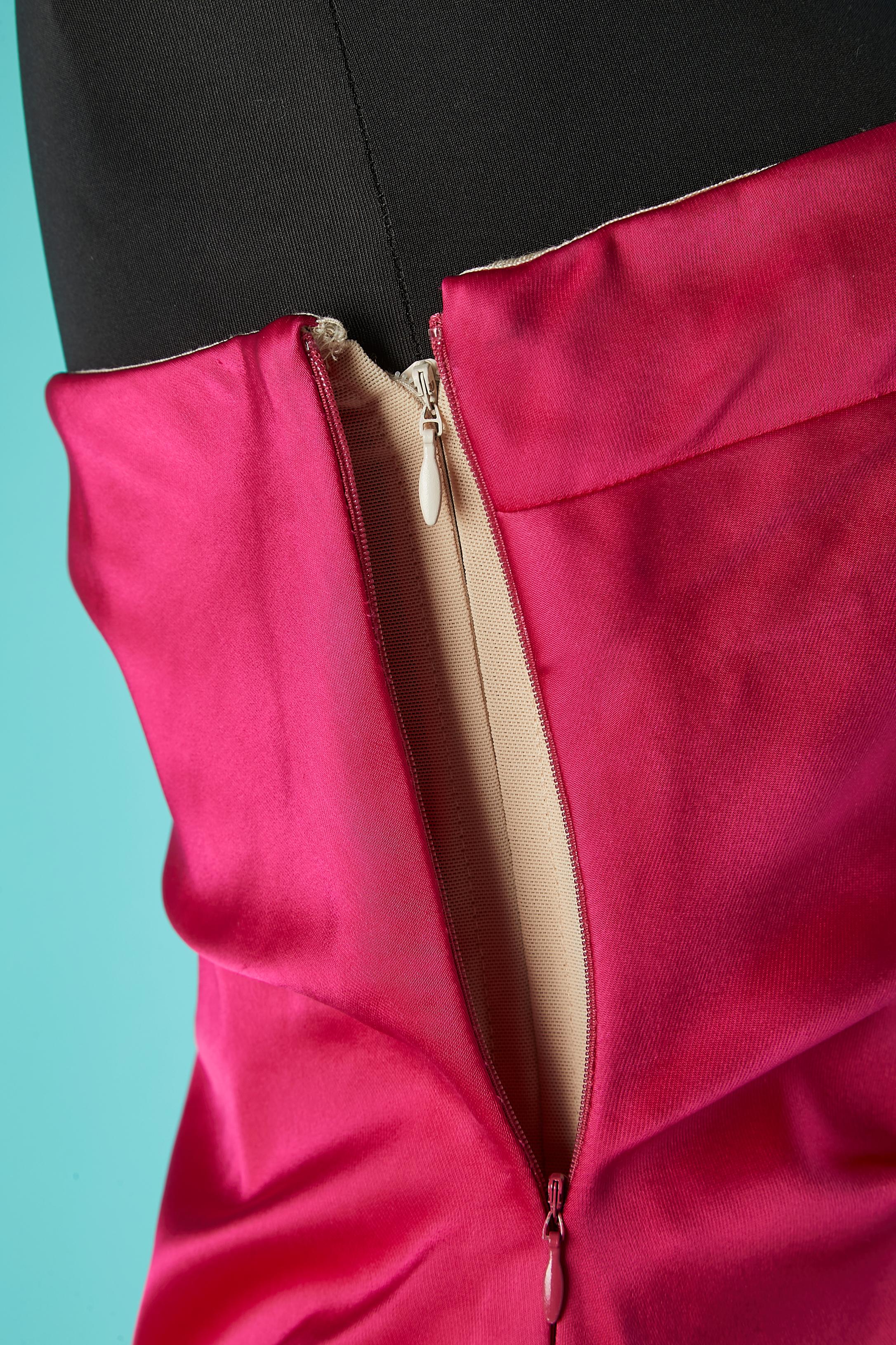 Fushia satin bustier cocktail dress with ruffles on one side Stella Mc Cartney For Sale 1
