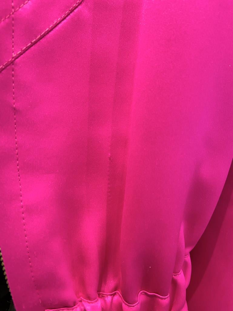 Fushia satin parka with Nutria furs lining and hood Yves Saint Laurent Fourrures For Sale 4