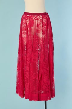Fushia see-through lace flare skirt CHRISTIAN DIOR