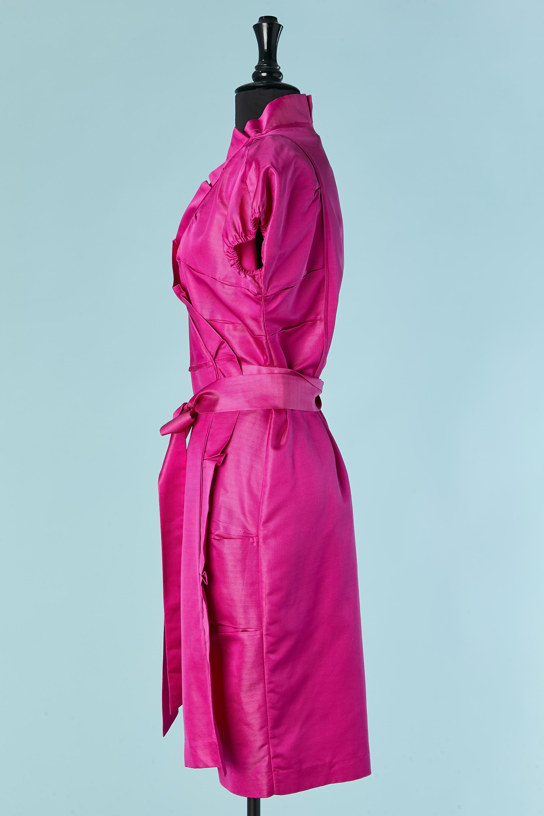 Women's Fushia silk wrap dress Diane Von Furstenberg For Sale