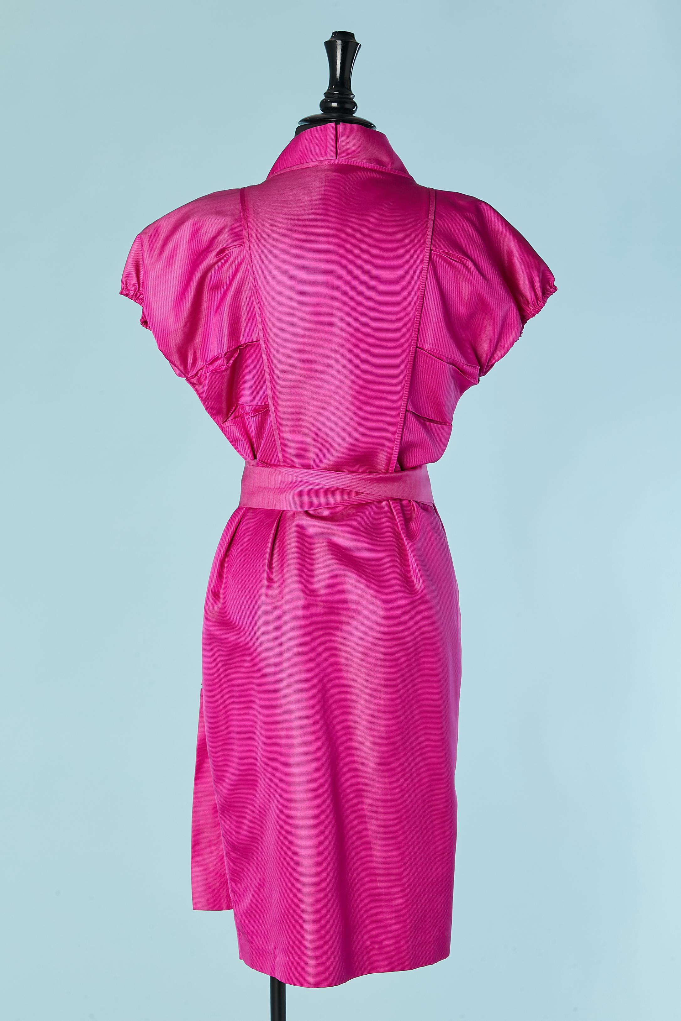 Fushia silk wrap dress Diane Von Furstenberg For Sale 1