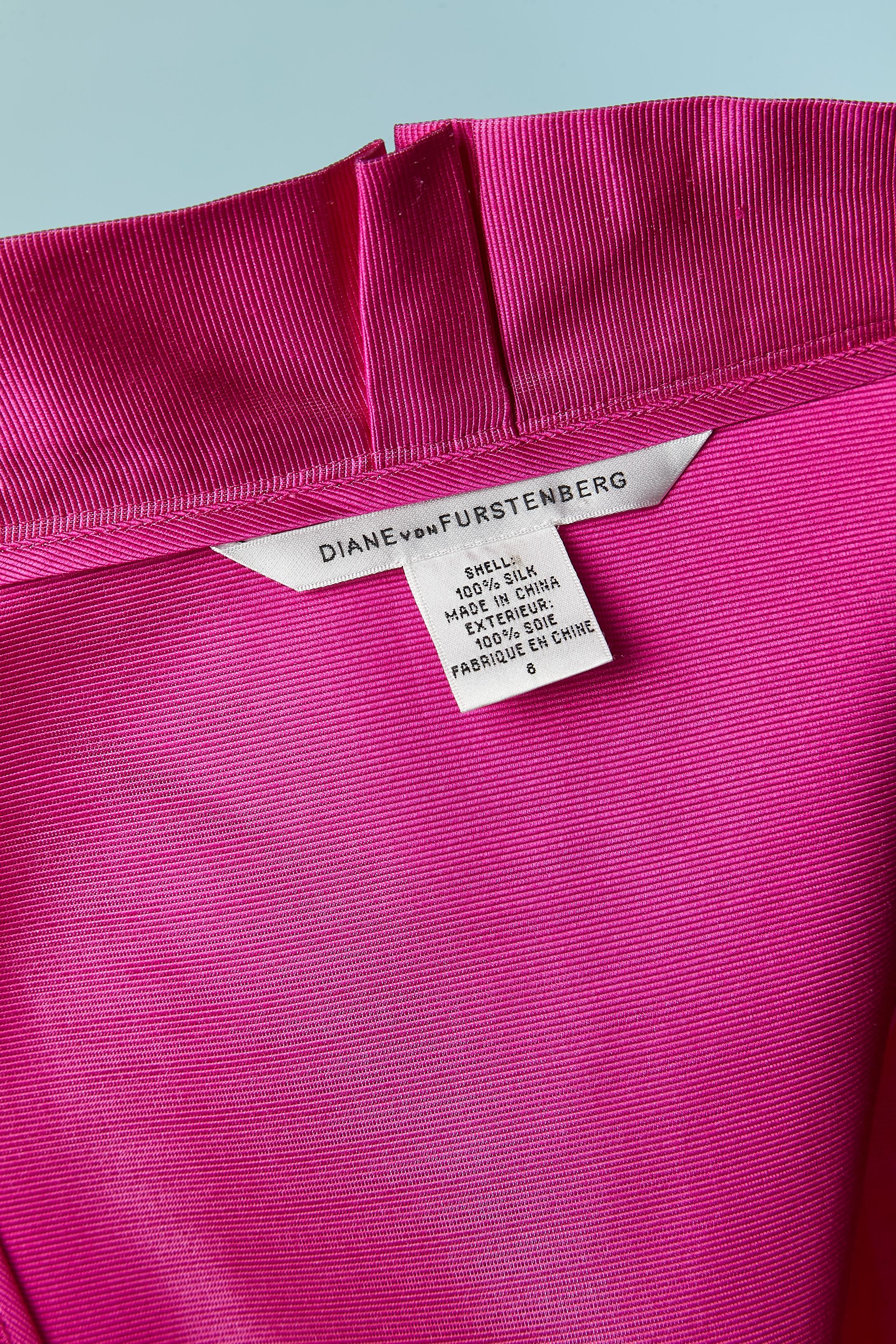 Fushia silk wrap dress Diane Von Furstenberg For Sale 2