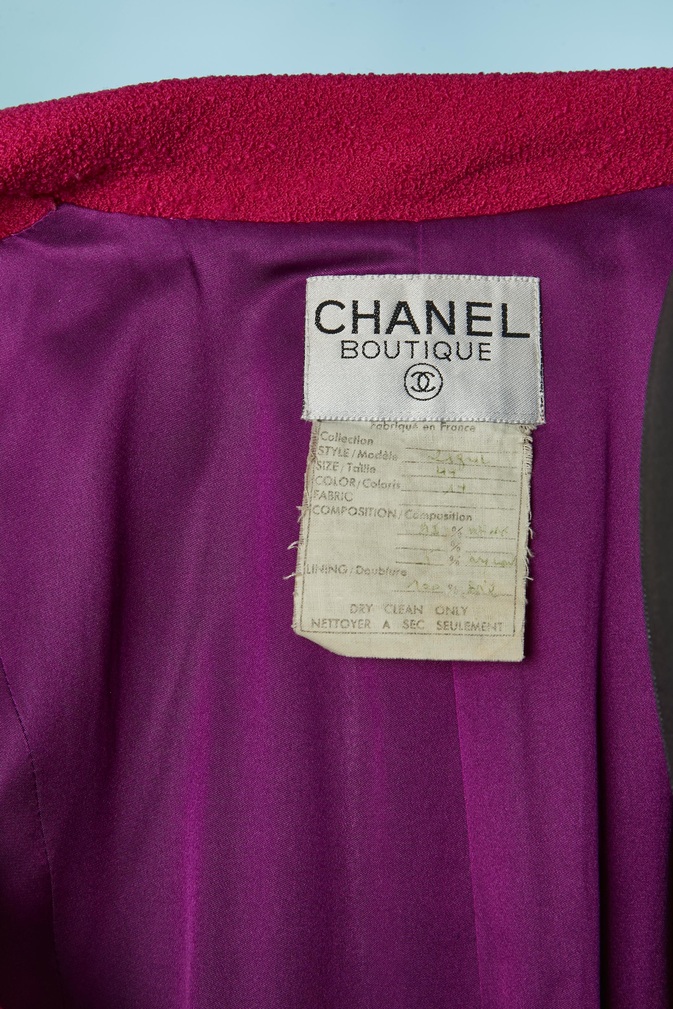 Giacca monopetto in tweed color fucsia Chanel in vendita 5