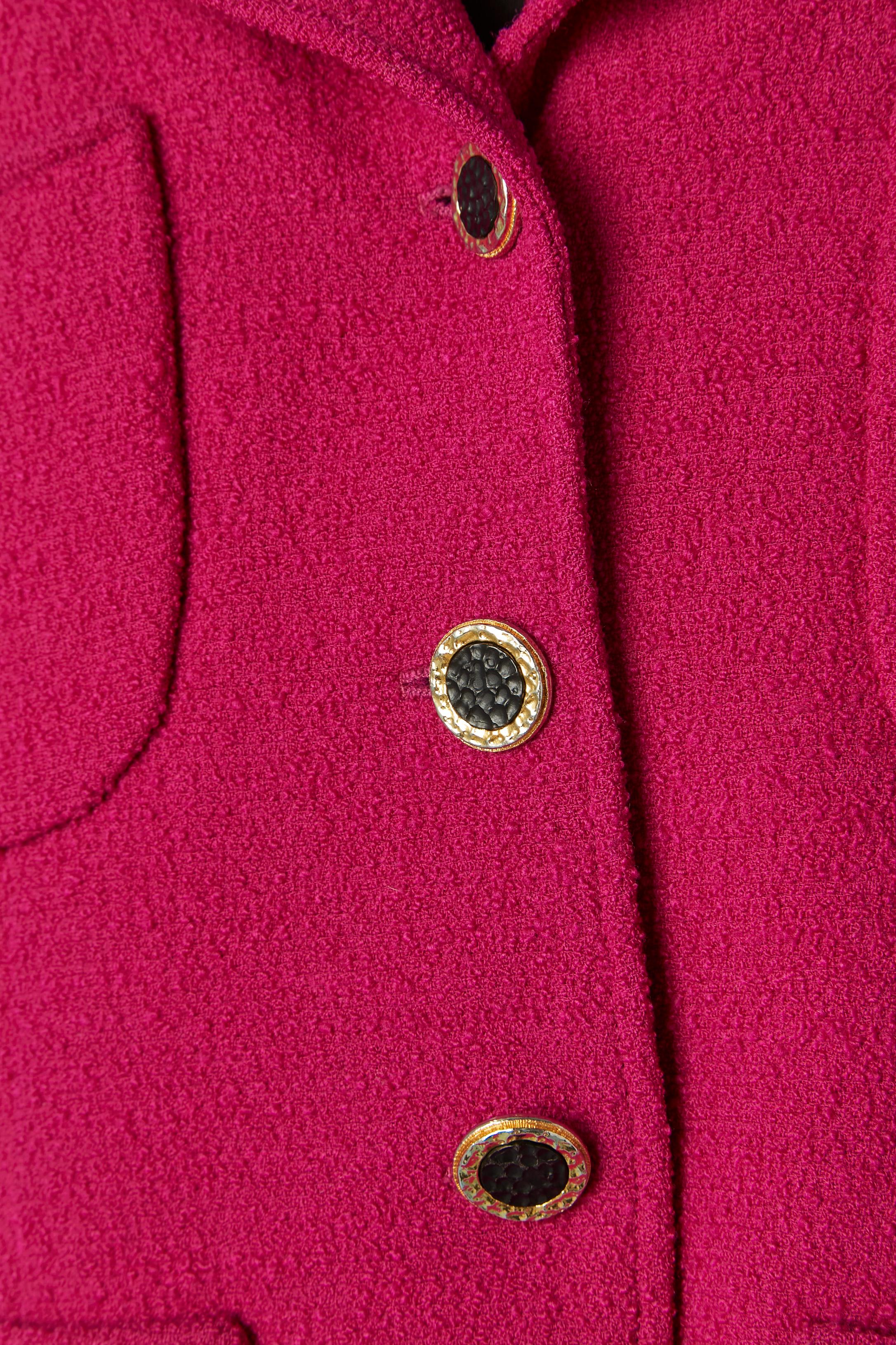 Rosso Giacca monopetto in tweed color fucsia Chanel in vendita