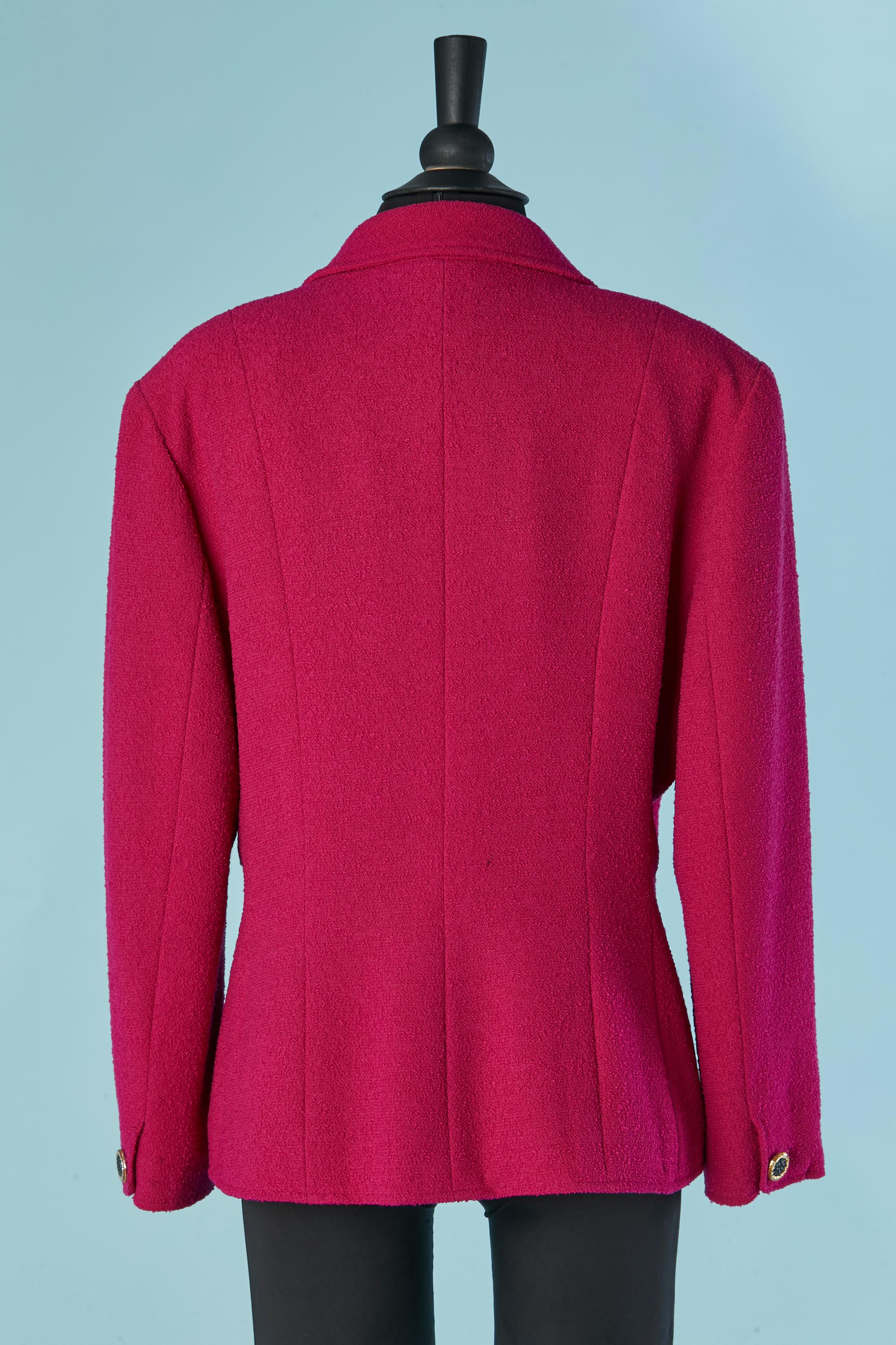 Giacca monopetto in tweed color fucsia Chanel in vendita 2
