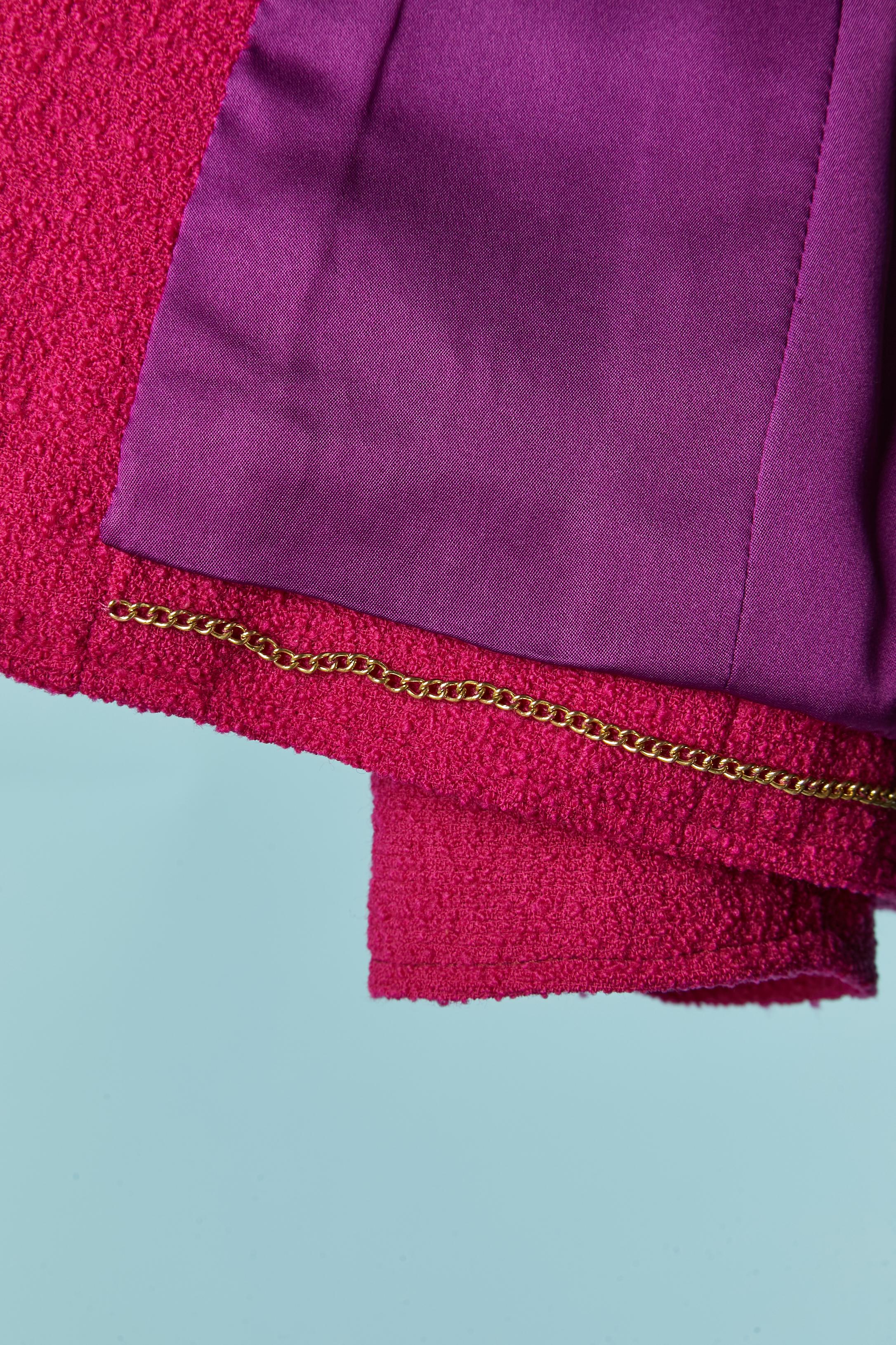Giacca monopetto in tweed color fucsia Chanel in vendita 3