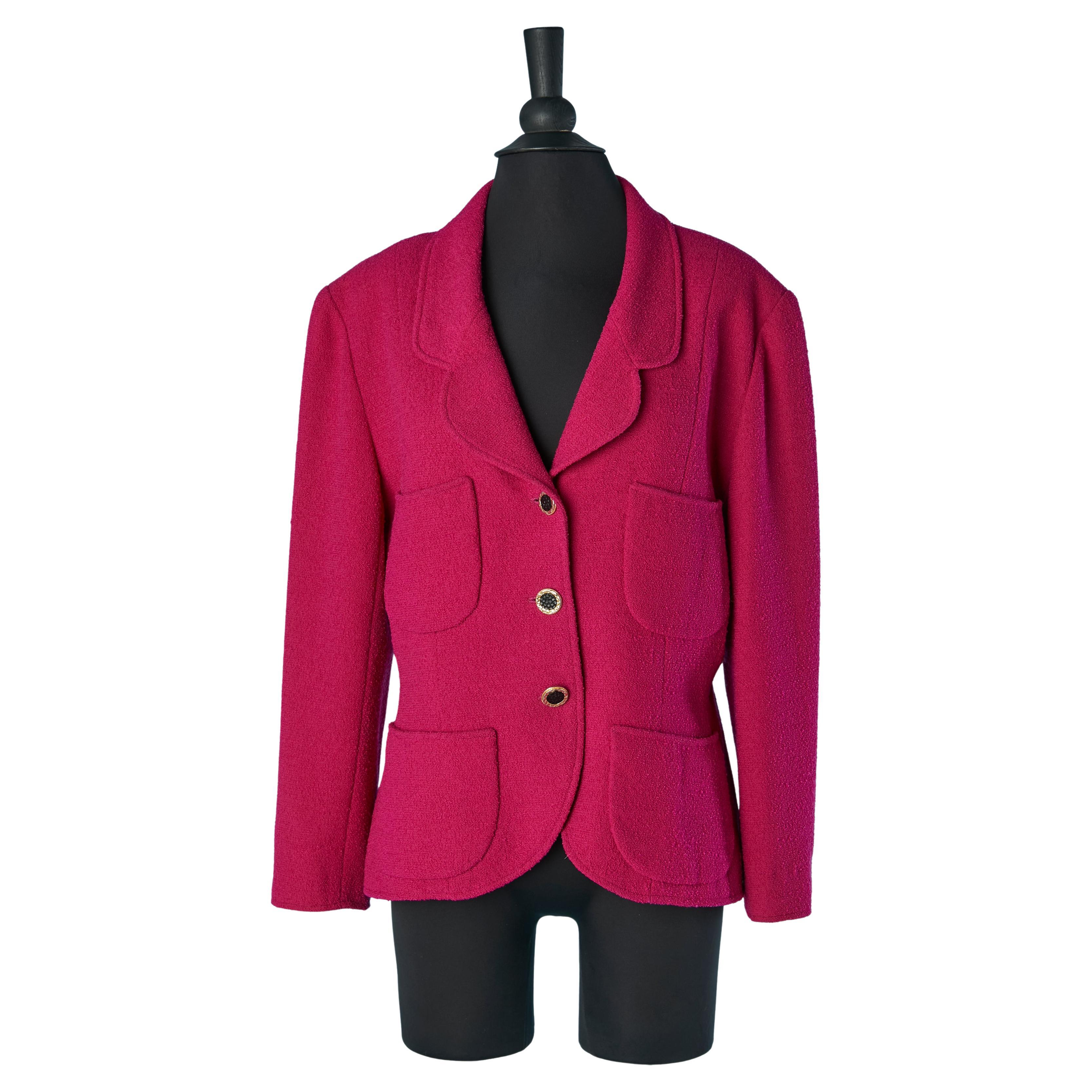 Giacca monopetto in tweed color fucsia Chanel in vendita
