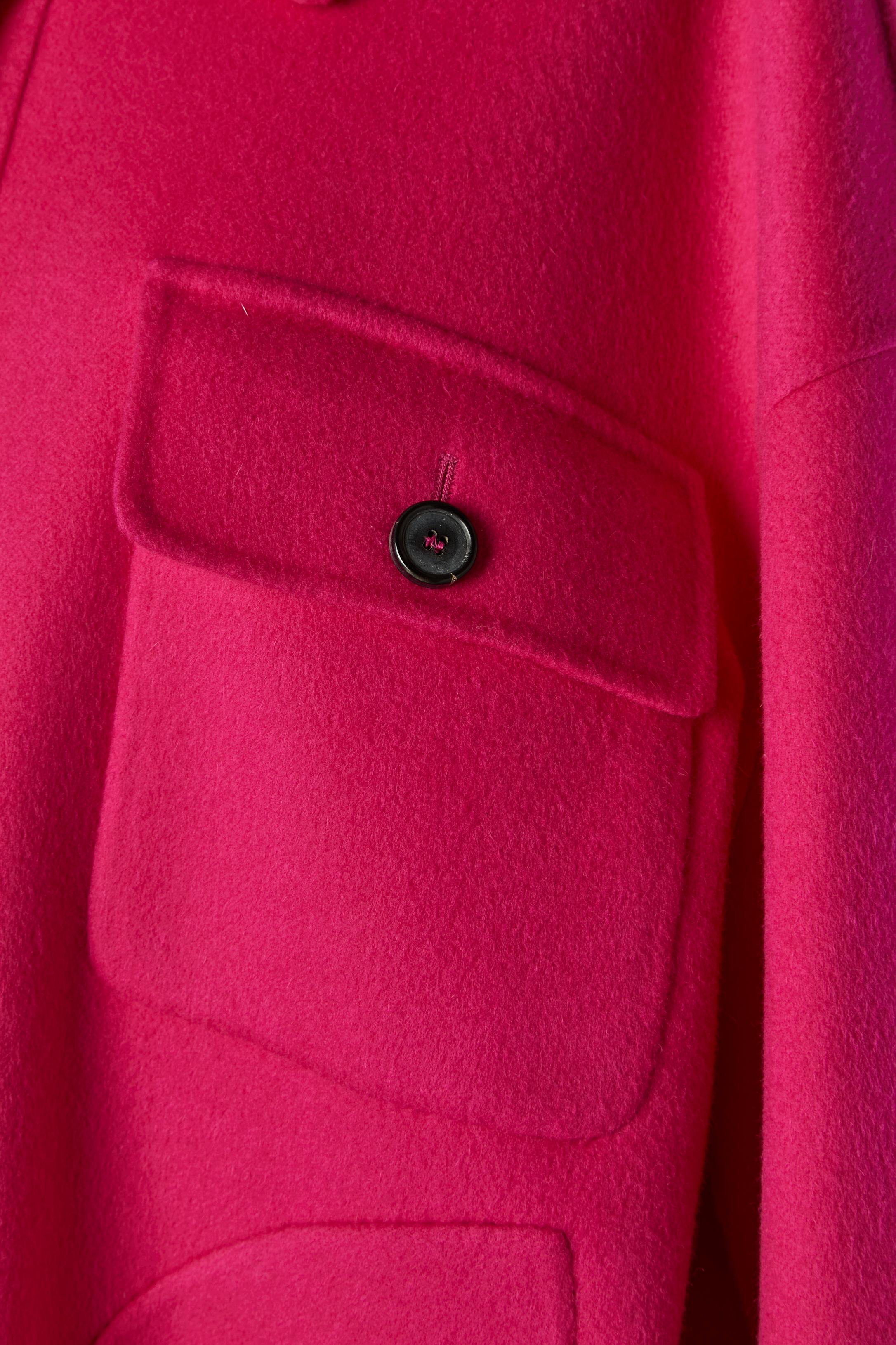 Rosso Camicia oversize in lana e angora double-face Rochas in vendita