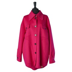Chemise oversize double face en laine et angora fushia ROCHAS
