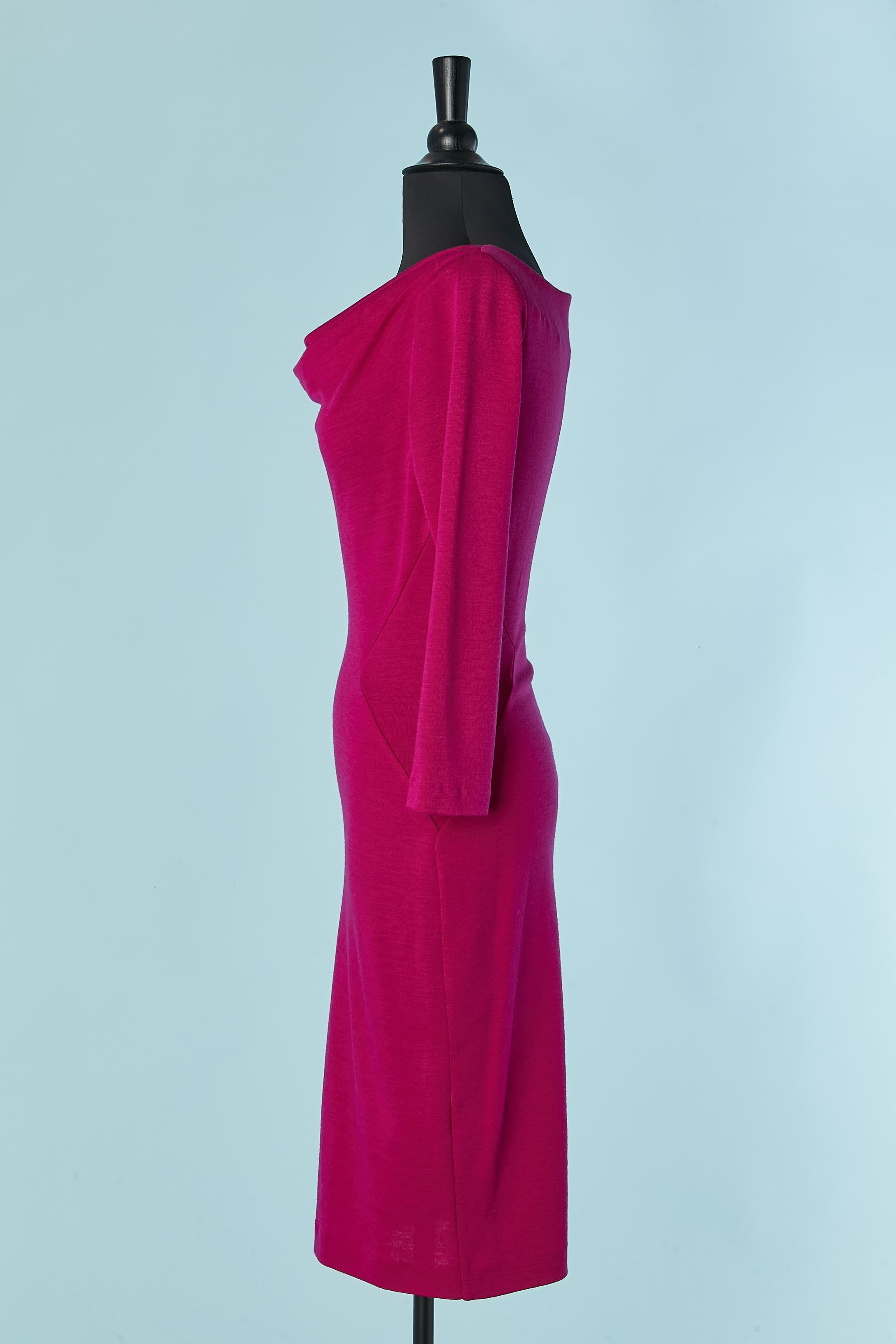 Red Fushia Wool jersey dress DVF for Neiman Marcus For Sale