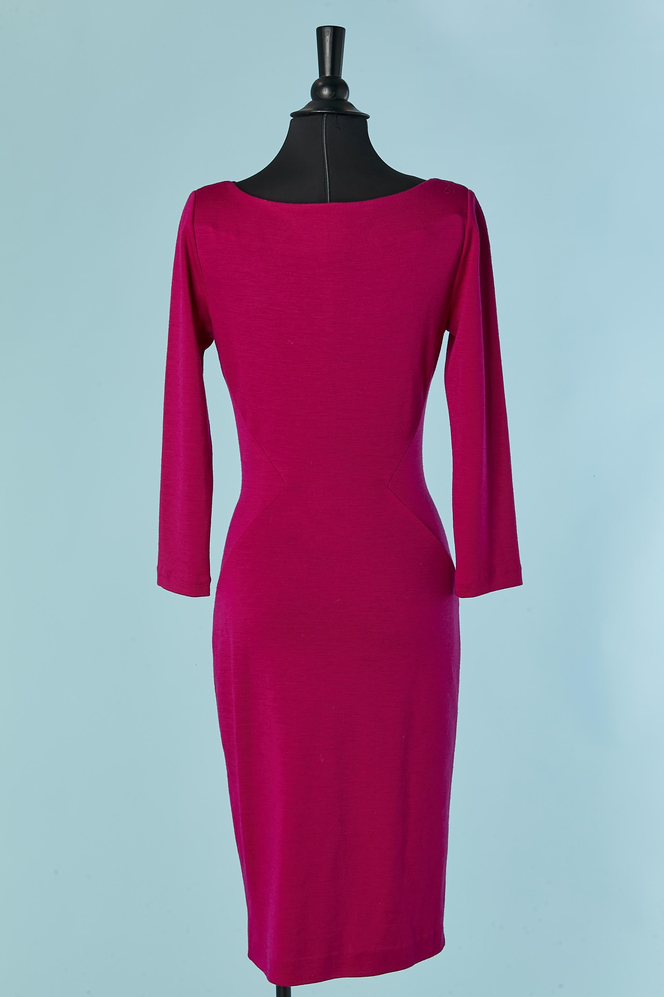 Fushia Wool jersey dress DVF for Neiman Marcus In Excellent Condition For Sale In Saint-Ouen-Sur-Seine, FR