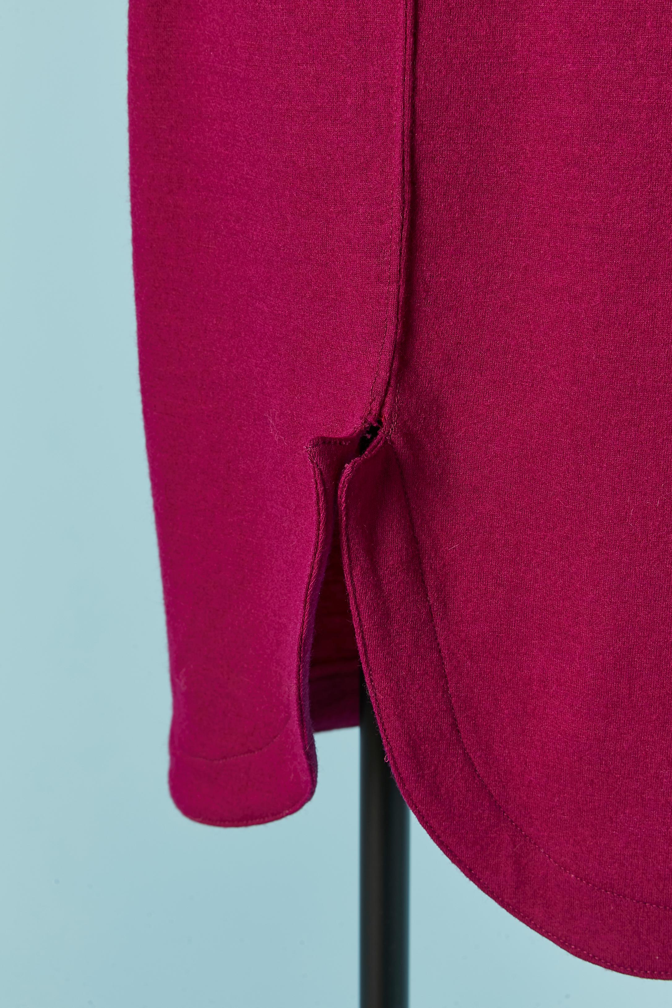 Fushia wool jersey dress with bat wings sleeve Thierry Mugler Active For Sale 2