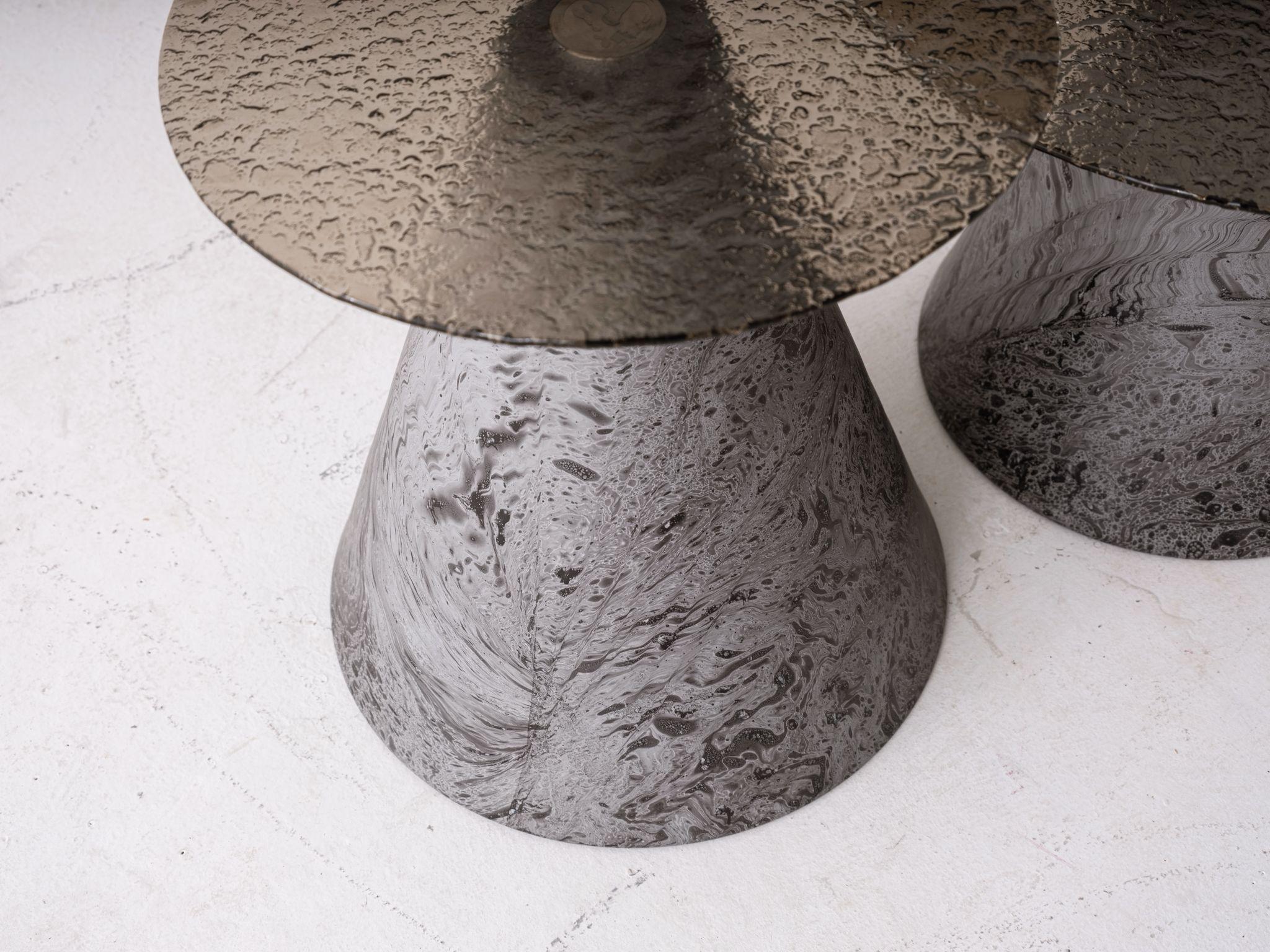 Fusion Glass Collectible Side Table With Smoked Textured And Sculptural Top In New Condition For Sale In İnegöl, TR