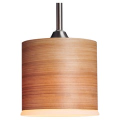 Fusion Scandinavian Design Cypress Wood Veneer Pendant with Frosted Glass