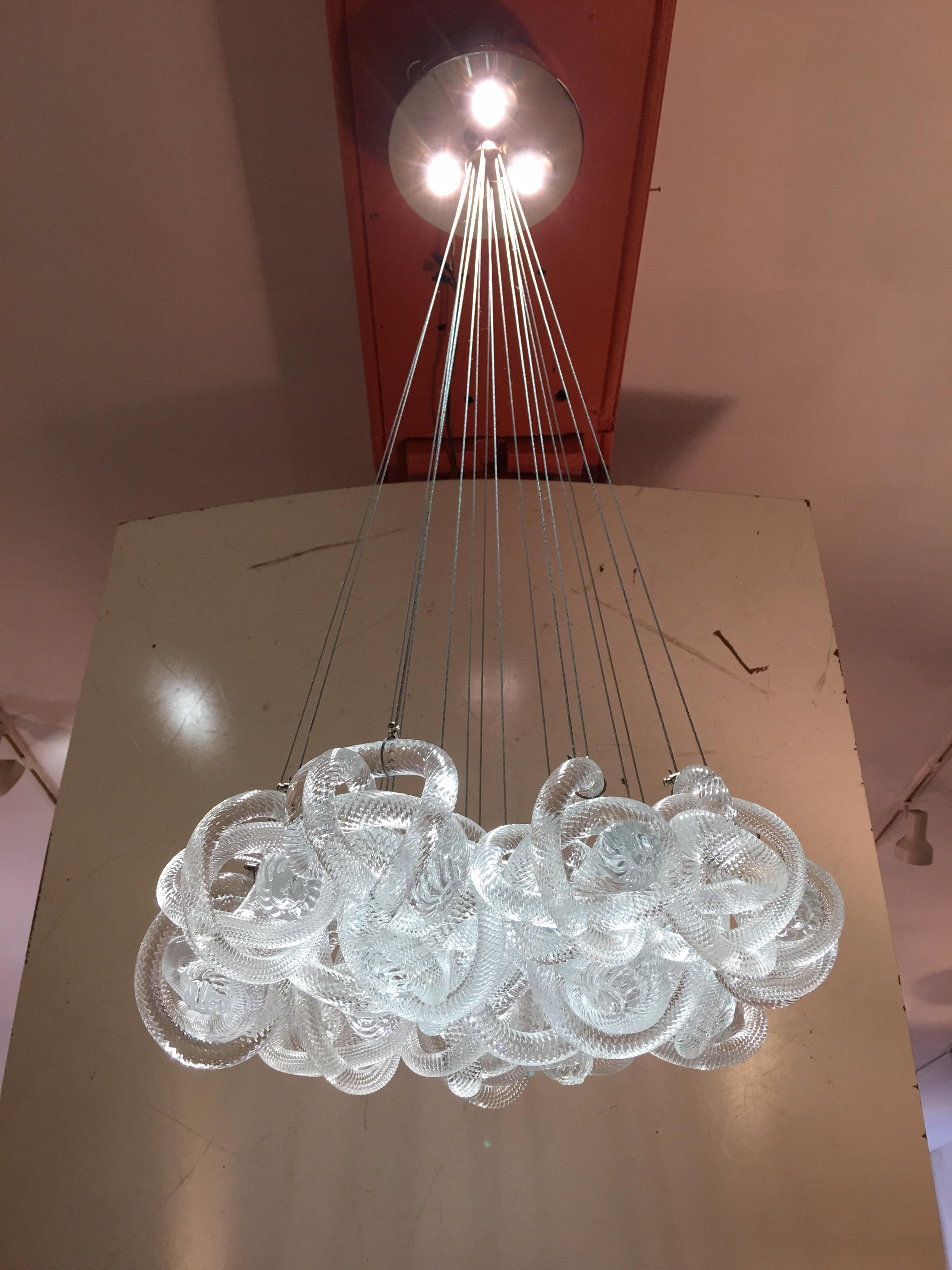 Fusion Z Glass Knot Chandelier at 1stDibs