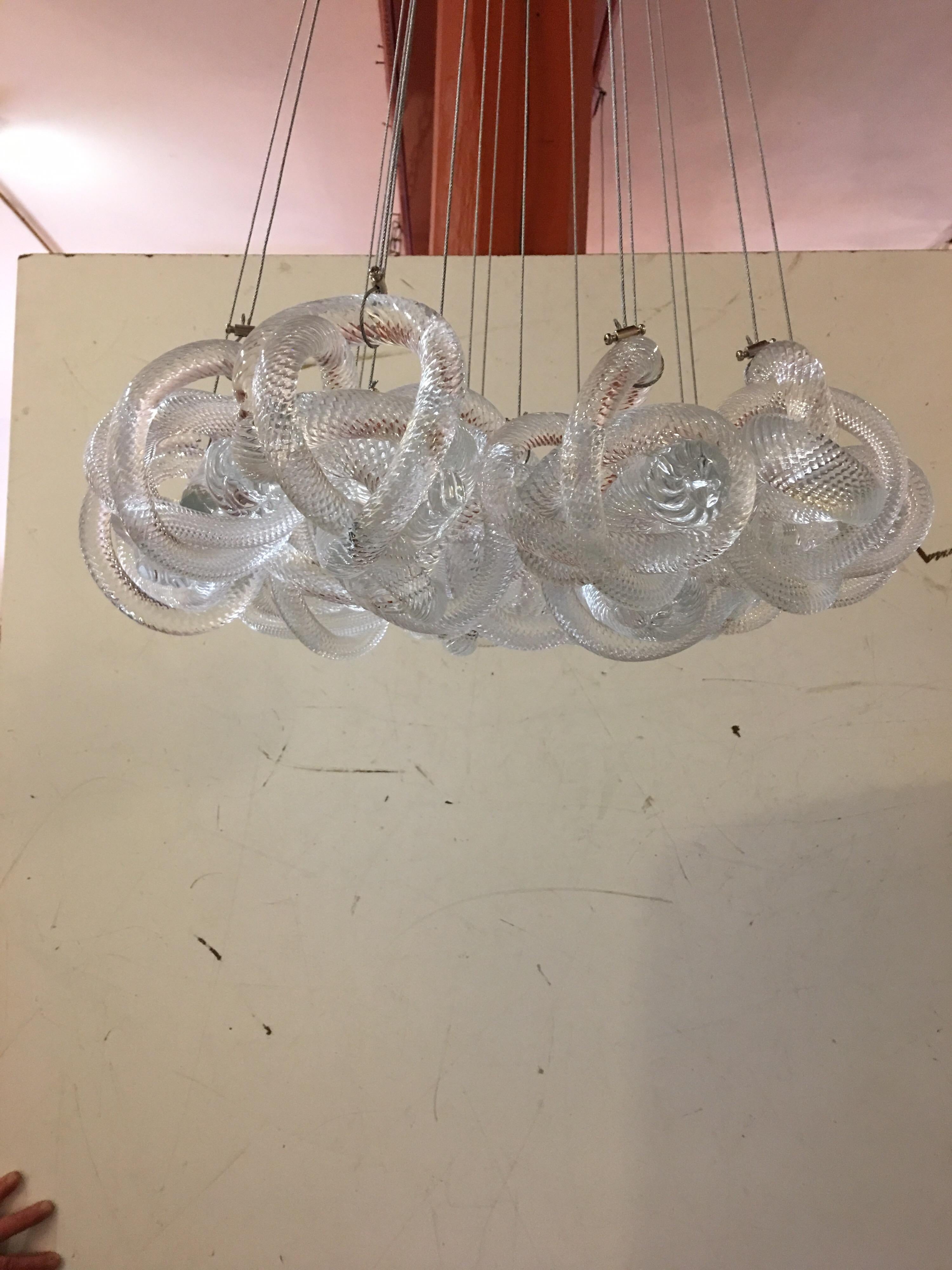 Fusion Z Glass Knot Chandelier at 1stDibs
