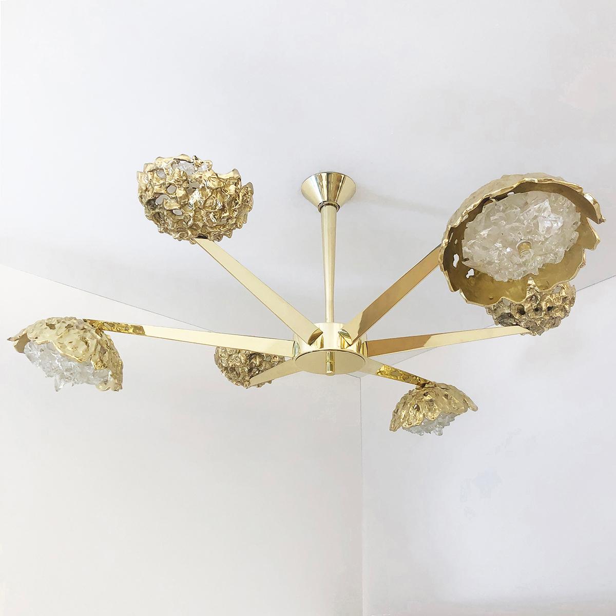 Modern Fusione Ceiling Light by Gaspare Asaro-Polished Brass Finish  For Sale