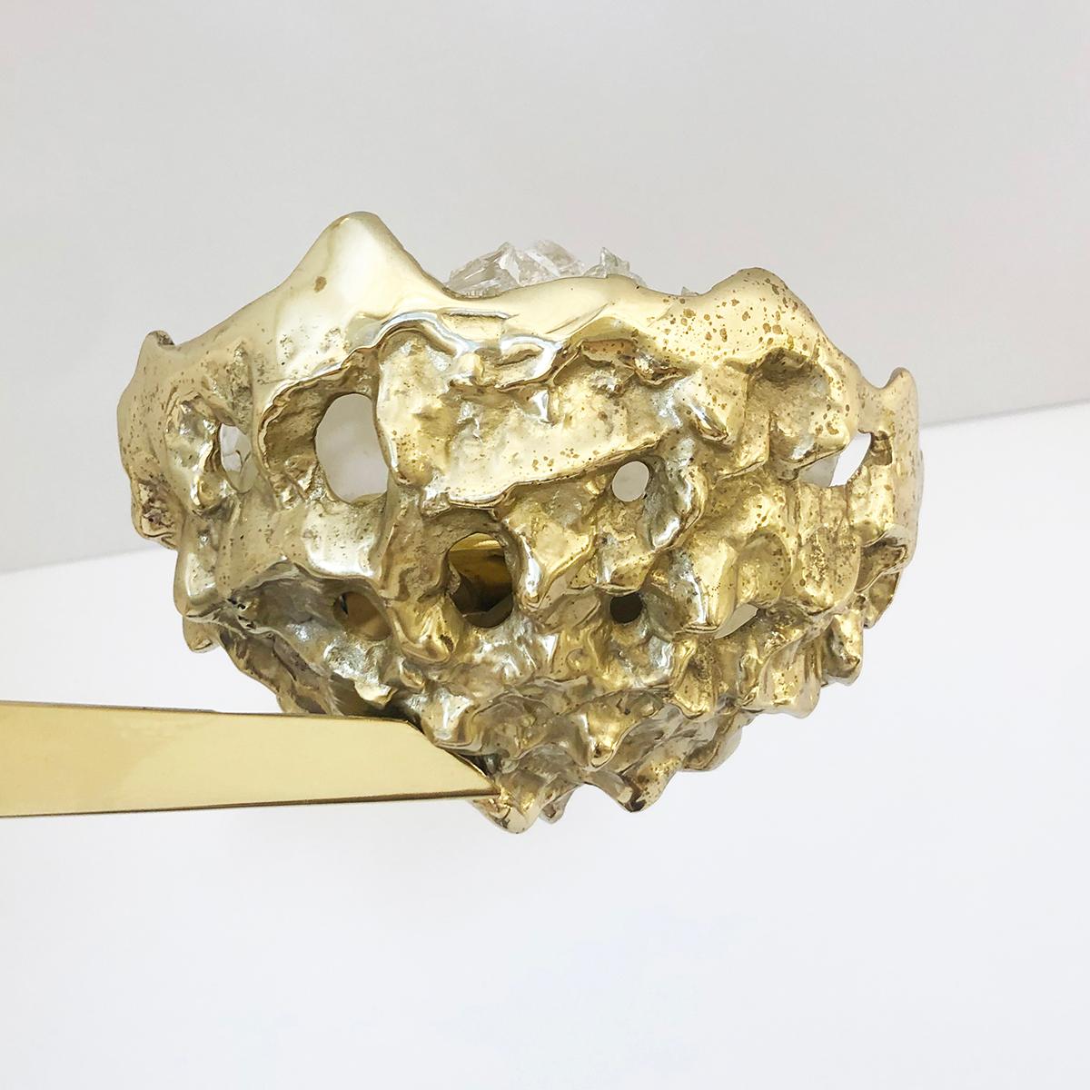 Italiano Plafoniera Fusione di Gaspare Asaro - Finitura ottone lucido in vendita